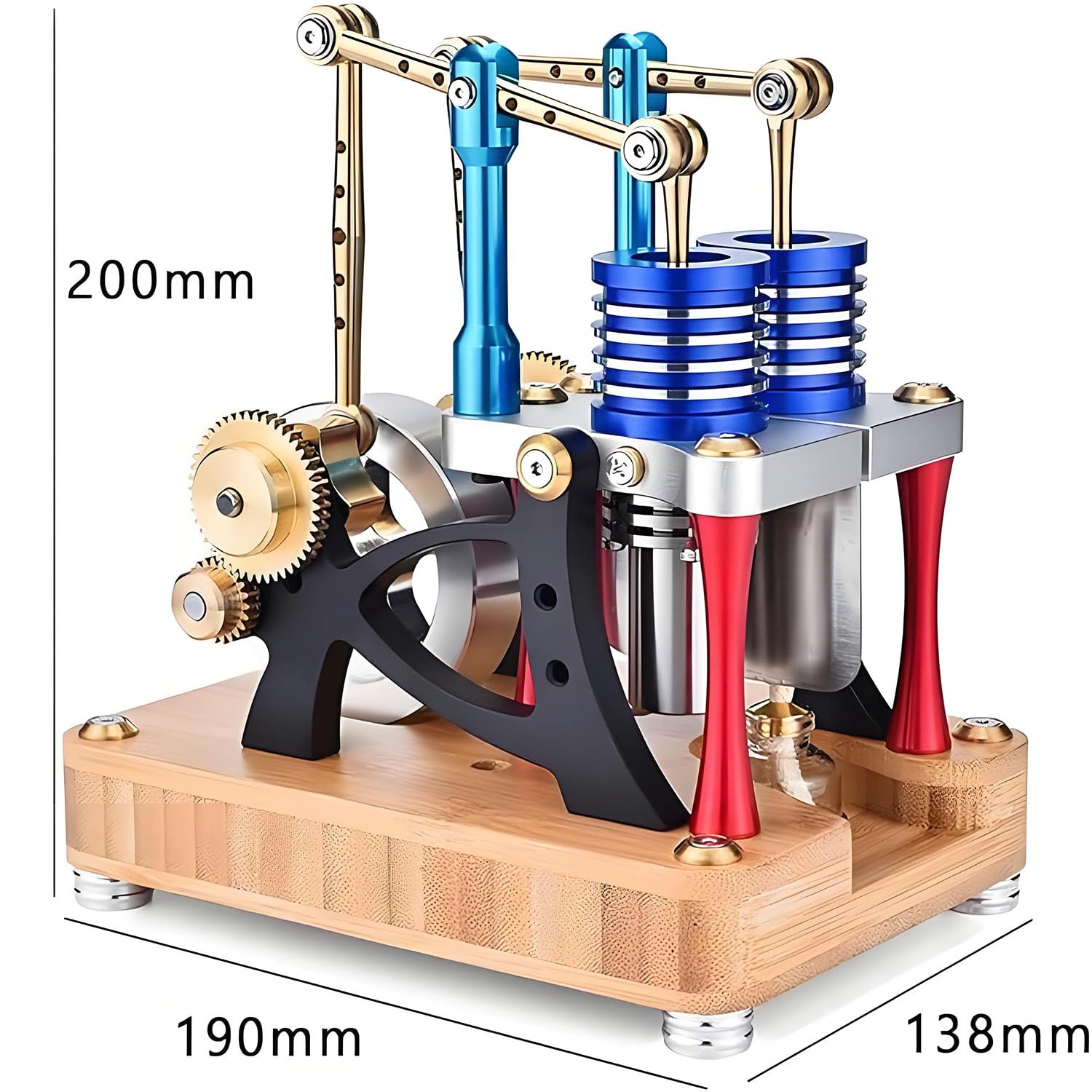 Kit de construcción de modelo de motor Stirling, cigüeñal de cobre, diseño de cilindro vertical, refrigeración de alta eficiencia, regalo científico para adultos