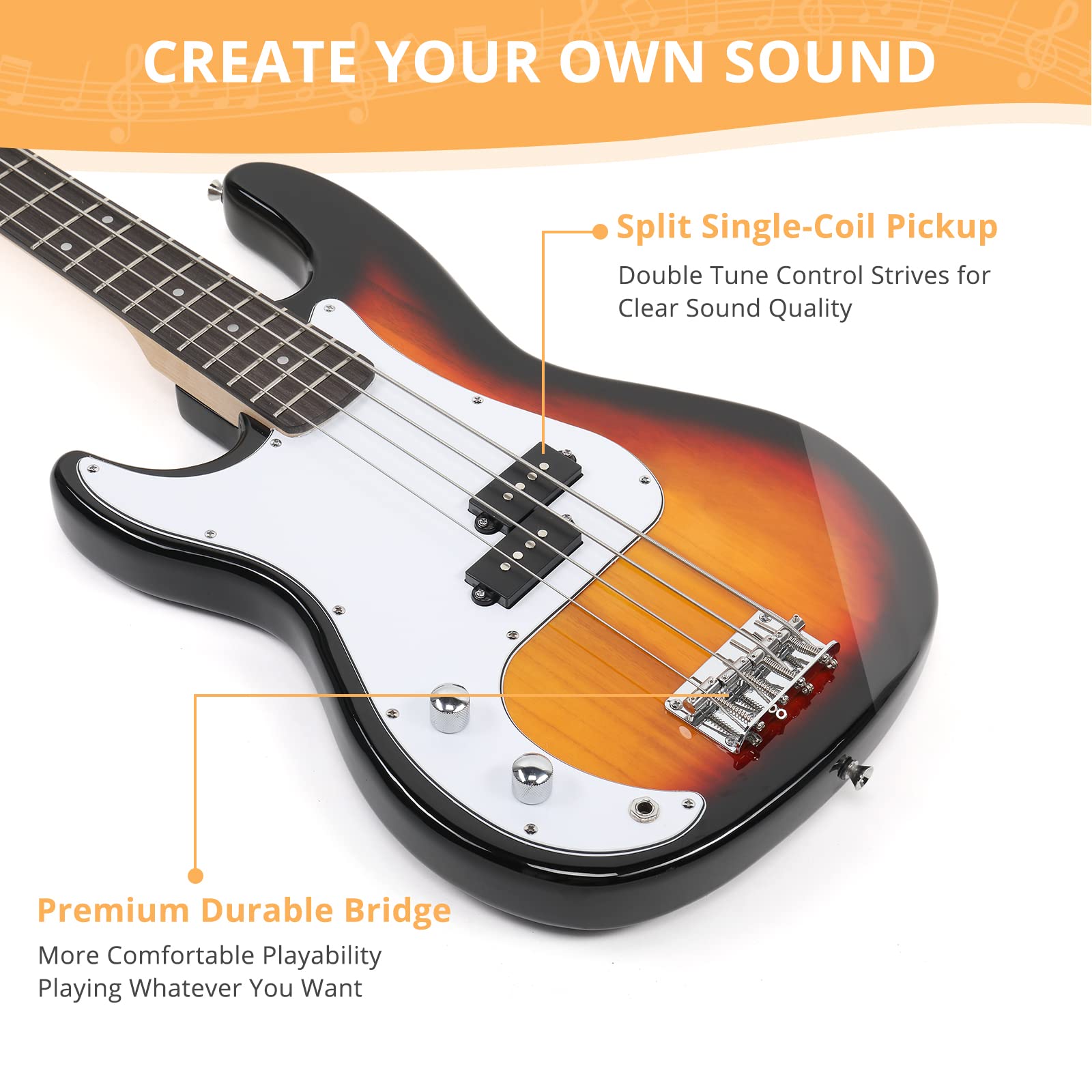 Amazon.com: GLARRY Left Hand Full Size Electric Bass Guitar for