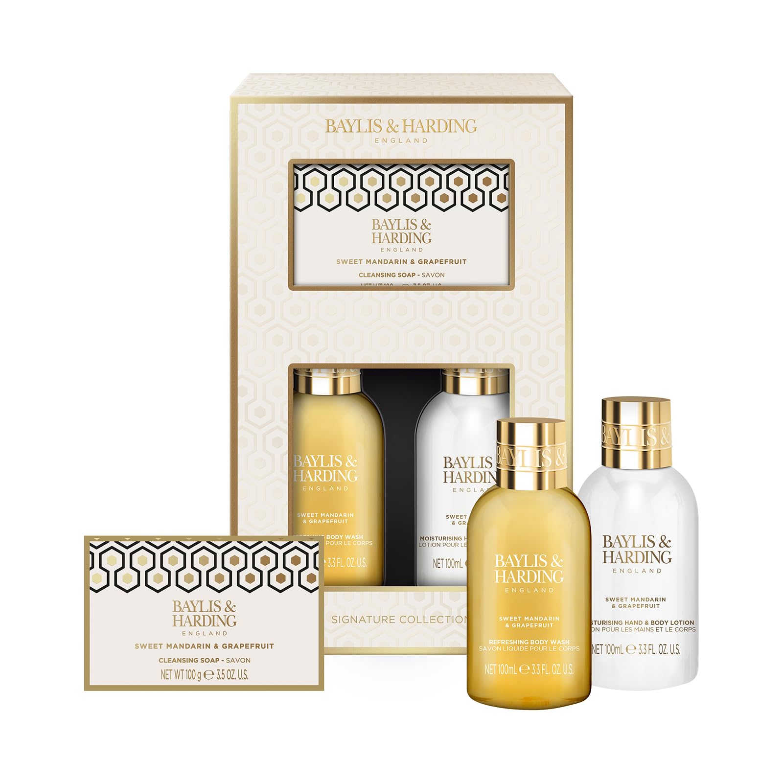Baylis & Harding Sweet Mandarin & Grapefruit Pamper Body Trio Gift Set (Pack of 1) - Vegan Friendly, Mini