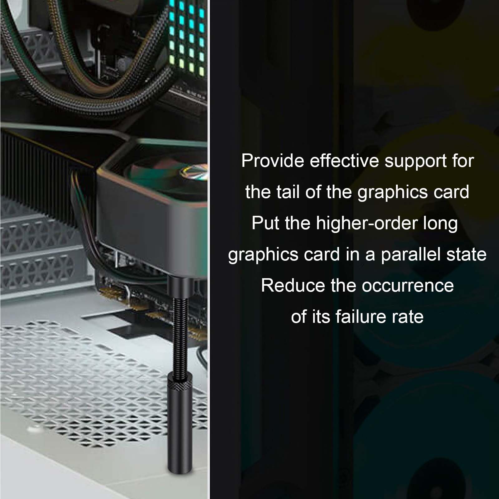 Support GPU Réglable IKOPFLN - Hauteur 74-120mm - Base Magnétique - Aluminium Anodisé - Anti-Affaissement