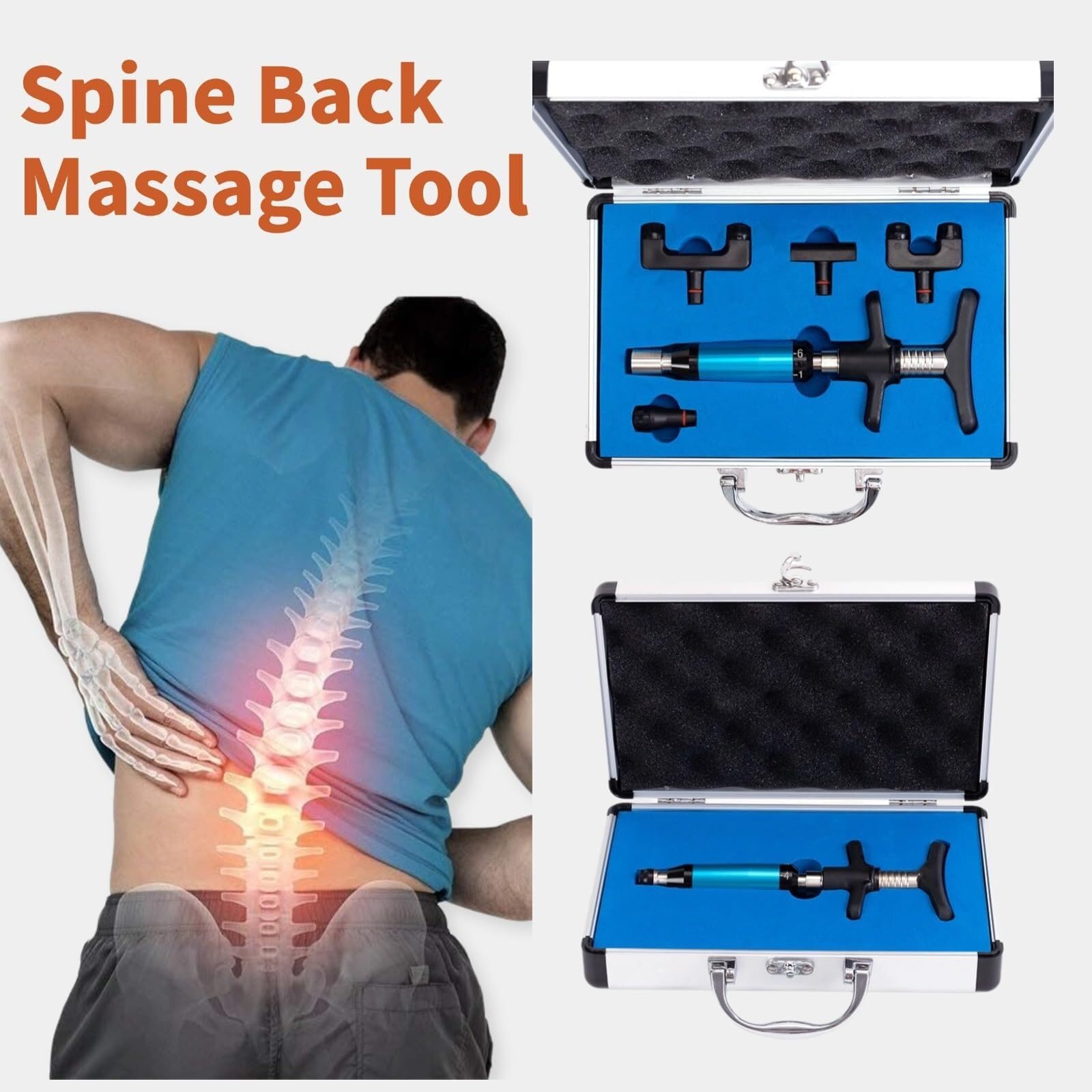 Chiropractic Activator, ręczny korektor regulacji kręgosłupa i szyi, masażer impulsowy 50-300N do łagodzenia bólu pleców, przenośny sprzęt terapeutyczny z etui
