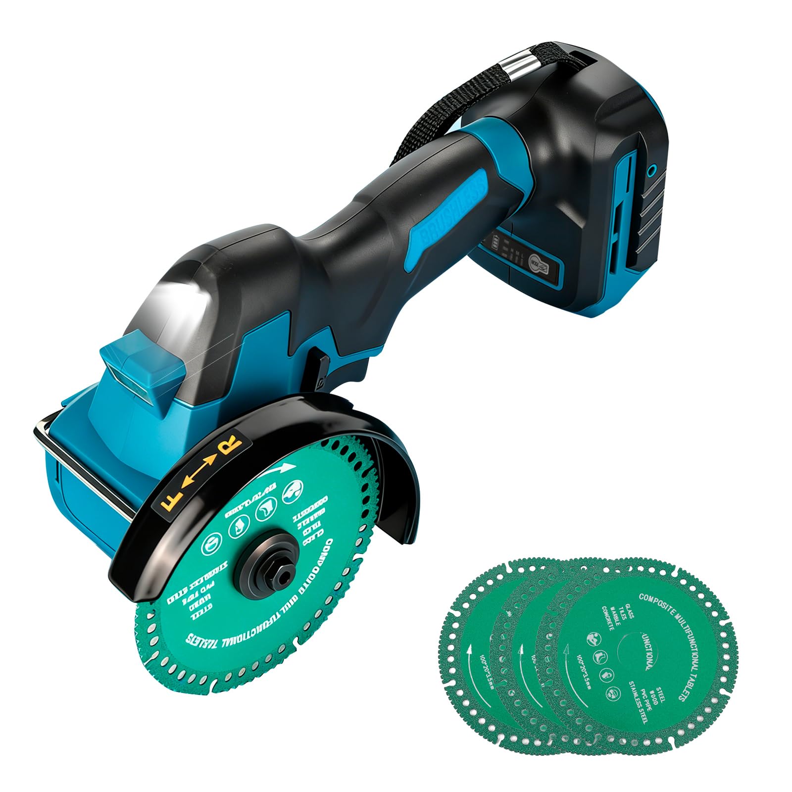 Cordless Angle Grinder for Makita 18V, Brushless Mini Angle Grinder 18000RPM 100mm Small Cut Off Tool with 4PCS Discs for Cutting Polishing Grinding (for Makita, 100mm)