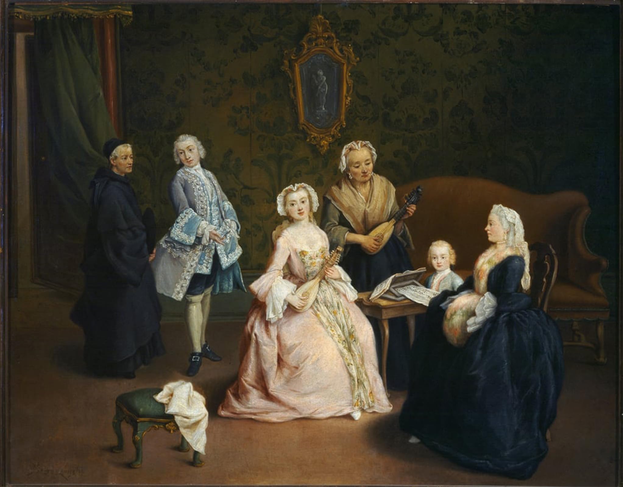 Cuadro sobre lienzo de El Concierto Familiar de Longhi para decorar el dormitorio, 60x90cm 5