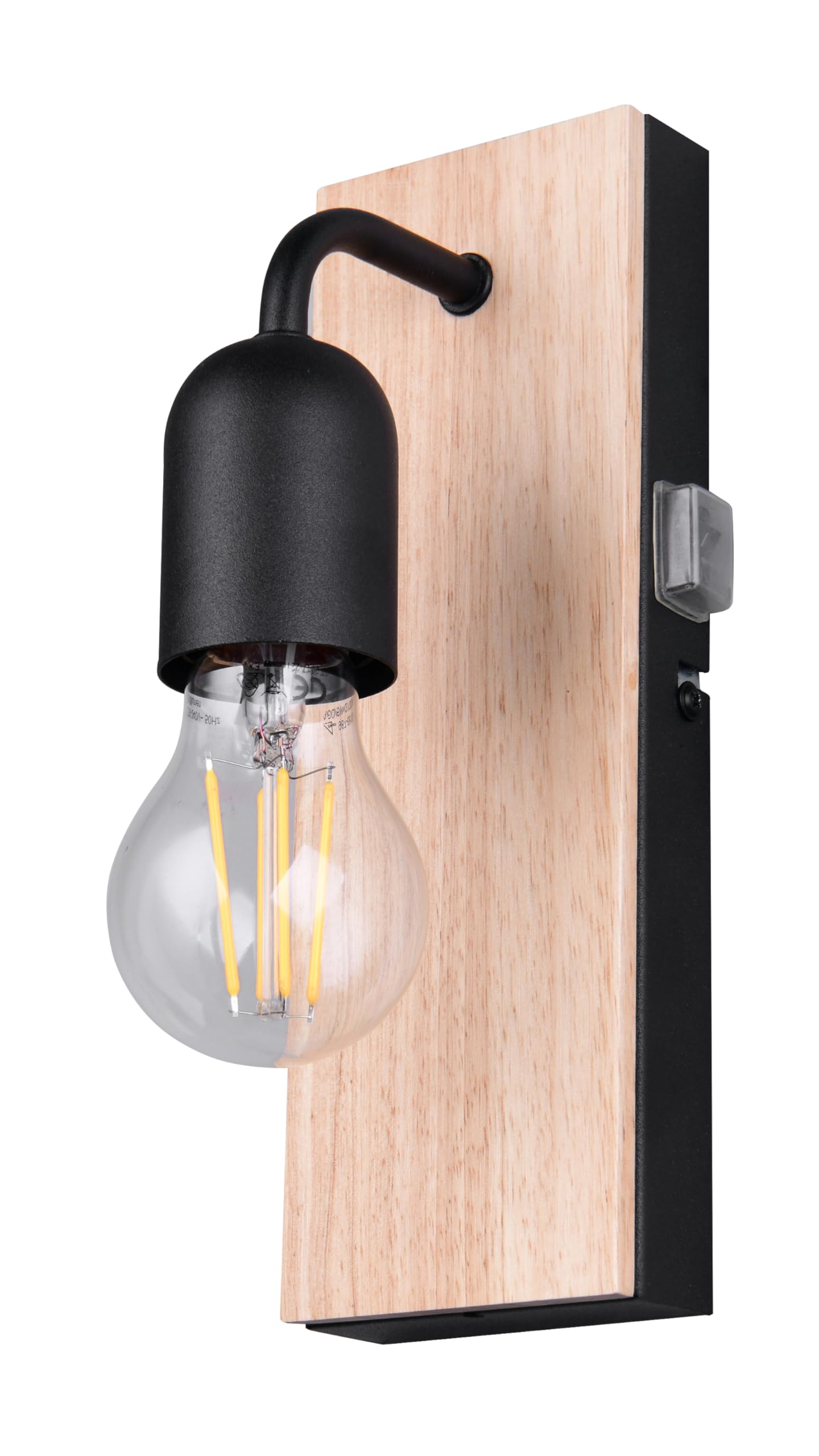 Trio Leuchten Applique de salle de bain ARTURO 284470132, Métal Noir mat, bois naturel, excl. 1x E27