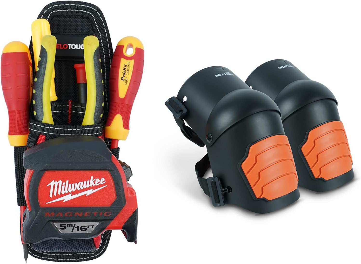 MELOTOUGH Small Tool Pouch with Belt Clip,Small Tool Holder Pouch, Min Work Organizer Tool Holster and Knife Holder,Knee Pads for Work,Construction,Flooring,Gardening