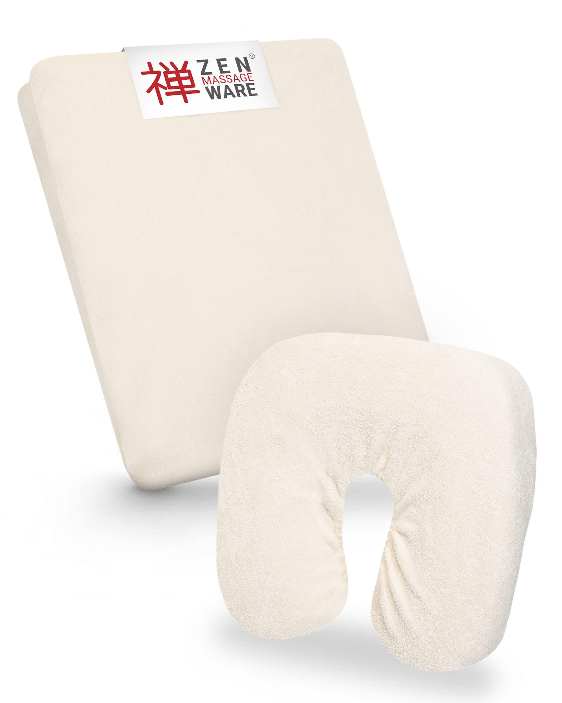 ZEN – Funda camilla masaje ajustable y reposacabezas - Sabana camilla masaje de felpa suave para cosmética, fisioterapia y tratamiento - Sabanas camilla masaje lavables a 60° Crema