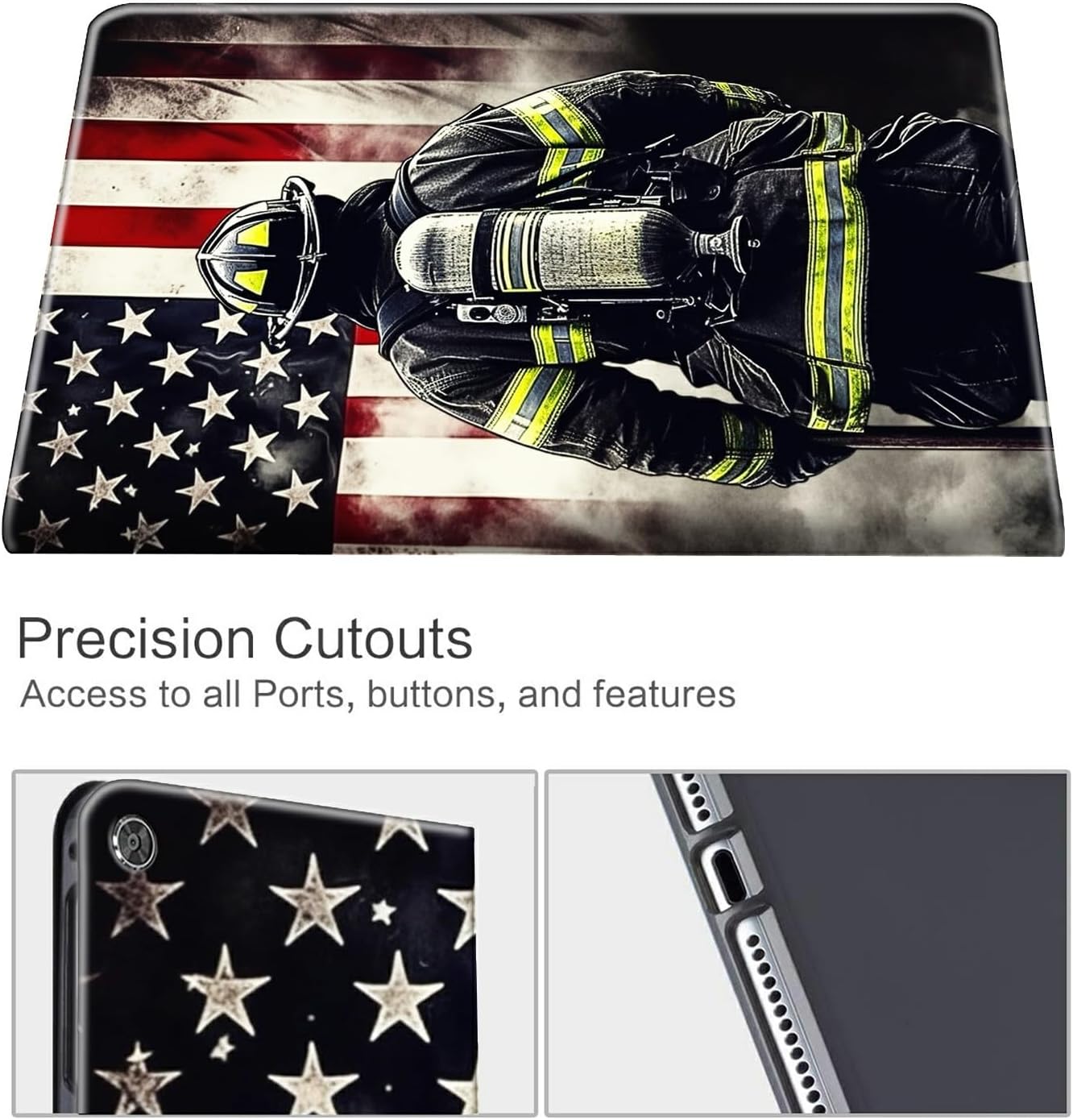 Case for Kindle Fire HD 10 & 10 Plus Tablet (13th/11th Generation, 2023/2021 Release) 10.1" PU Leather Shockproof Stand Protective Cover with Auto Wake/Sleep,Fire-Fighter