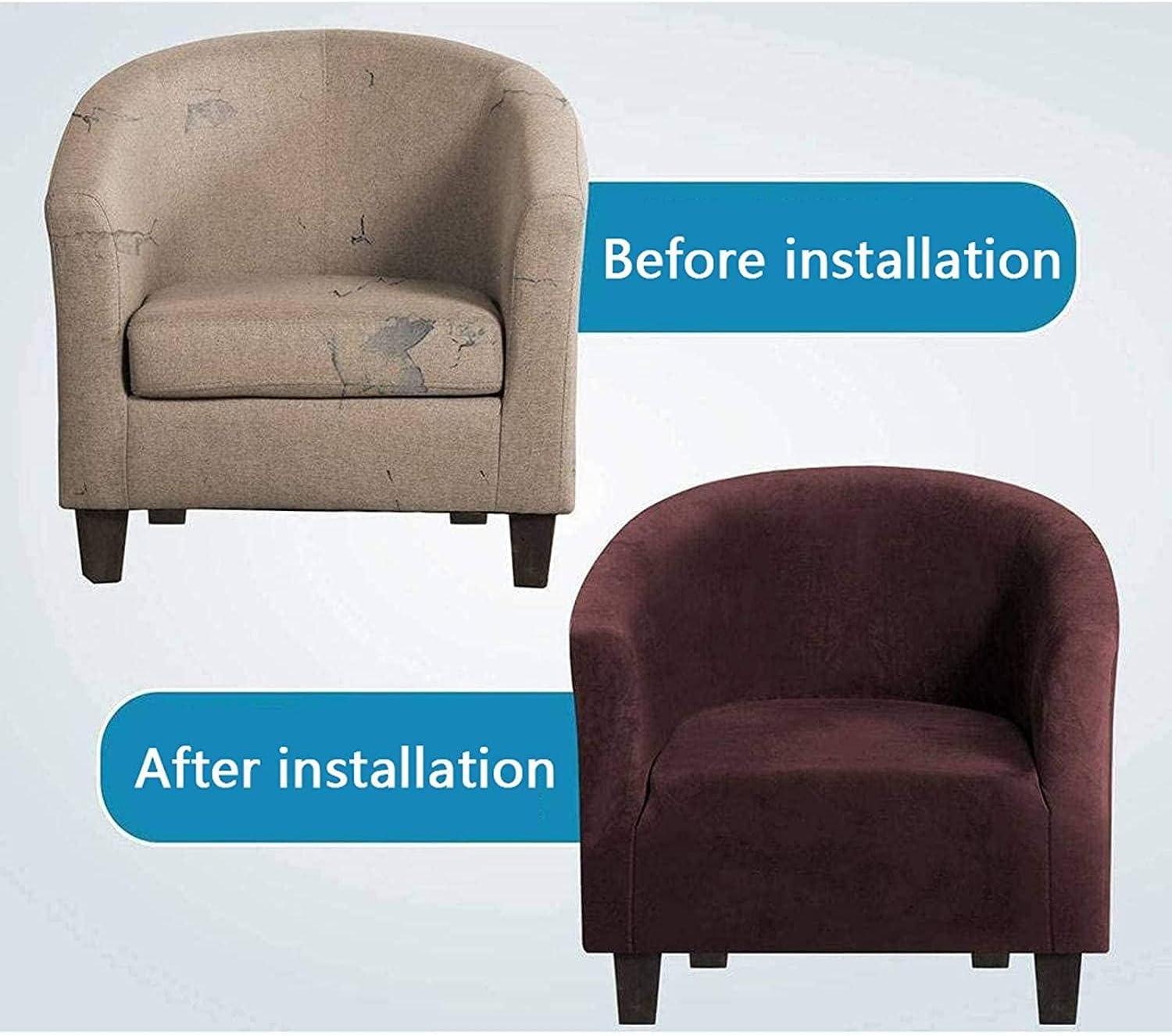 Konsilsa Velvet Club Chair Slipcovers, Stretch Cushion Cover Removable Stretch Tub Chair Covers Tullsta Armchair Furniture Protector for Living Room (Color : Taupe)