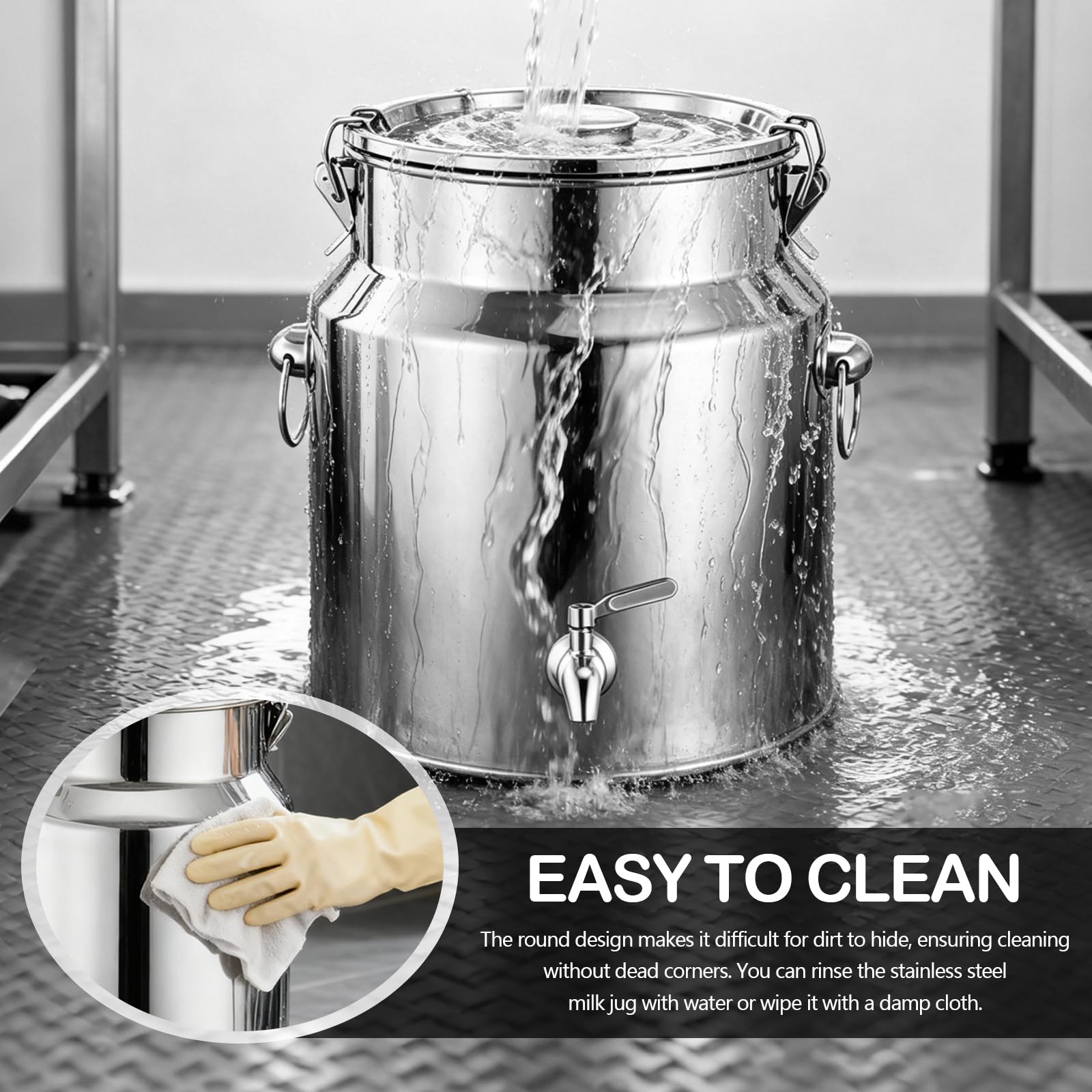 Jarra Leche Acero Inoxidable, Cubo de Vino de 8L con Tapa Sellada, Lata con Grifo de Transporte de Leche para Vino Aceite Líquidos y Sólidos, Jarra de Leches con Sello para Transportar o Almacenar