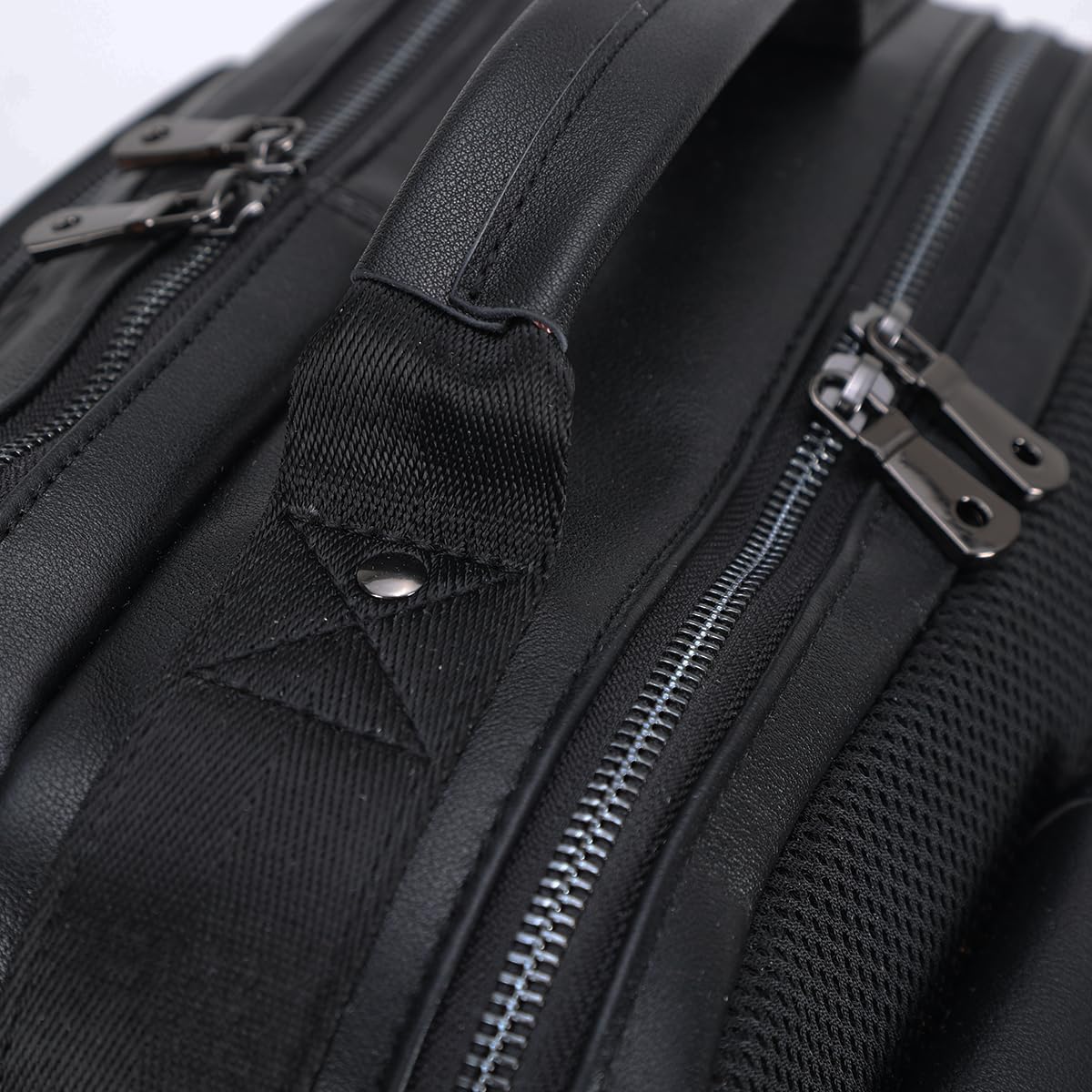 STAR VISTA Angelo 17.3" Premium Calfskin Leather Laptop Backpack for Men, Multi Pockets, Business Travel Bag, Casual Outdoor Rucksack, YKK Zippers, Black