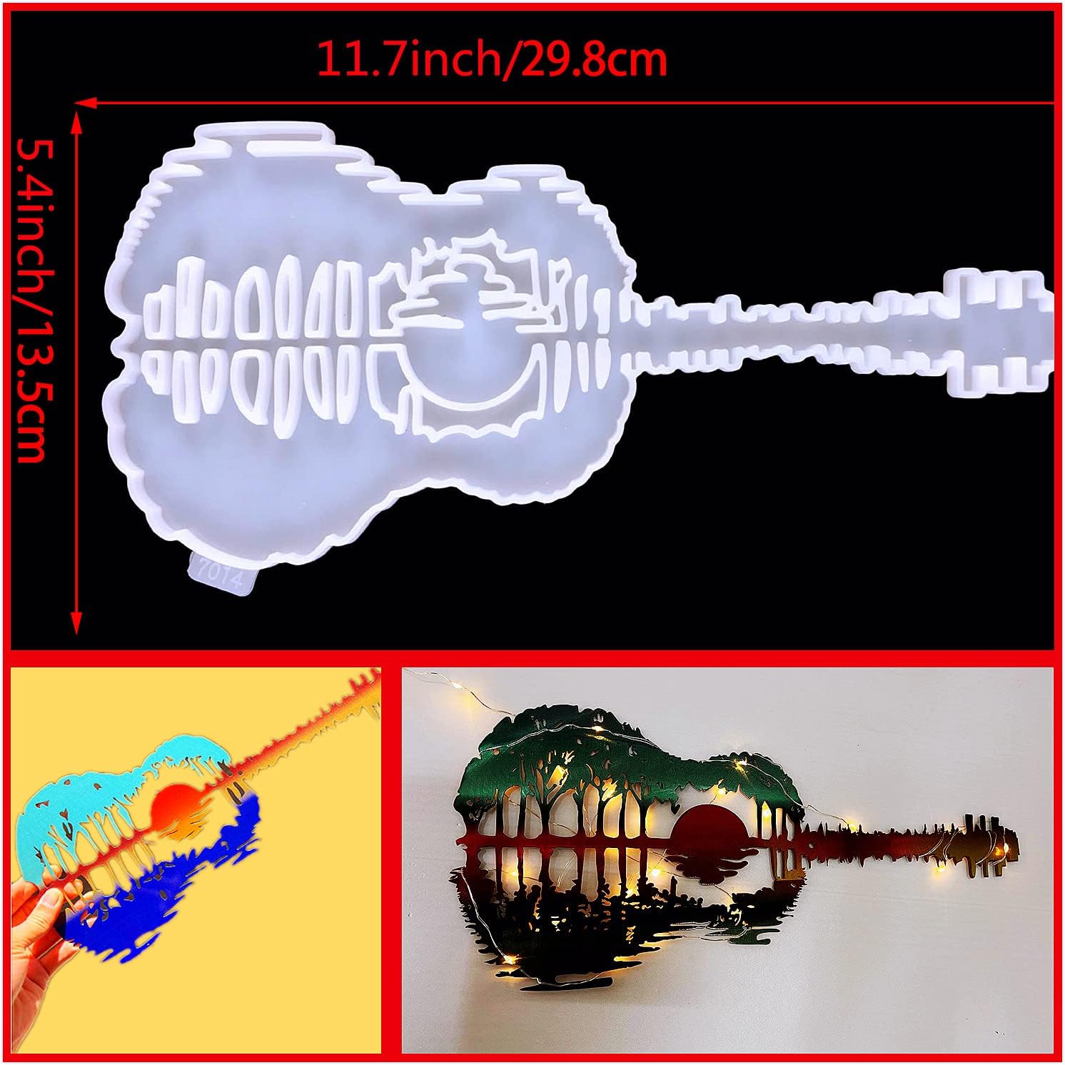Sunset Guitar Resin Molds, Abstract Guitar Silicone Molds for Resin Casting, Epoxy Resin Molds for Musical Accessories, DIY Modern Music Home Living Room Art Wall Decor Crafts