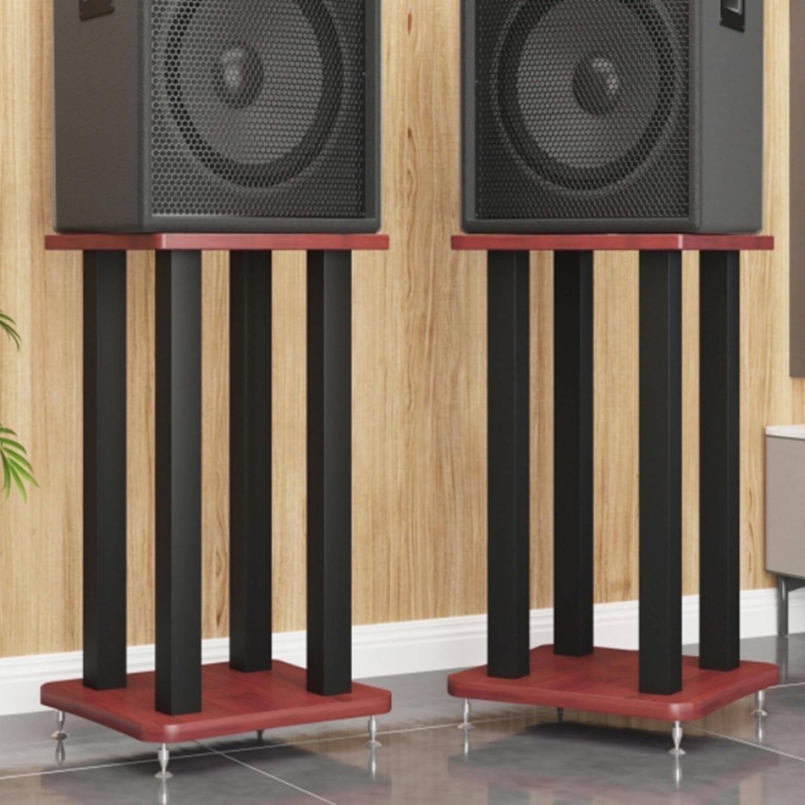 Supports d'enceintes d'angle avec pieds antichoc pour un son surround pur