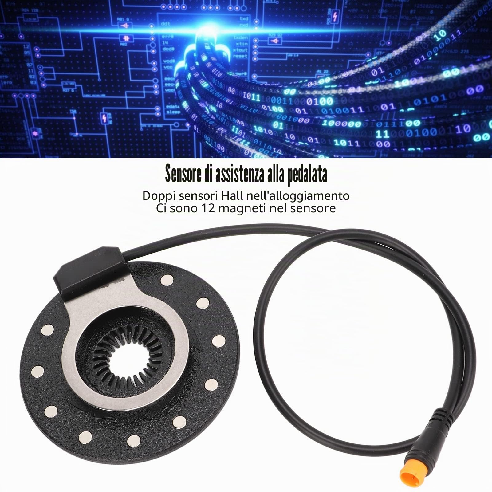Sensore di Assistenza al Pedale di Potenza per Bici Elettrica, 12 Magneti ad Alta Sensibilità, Dual Hall Destro, Cerlingwee