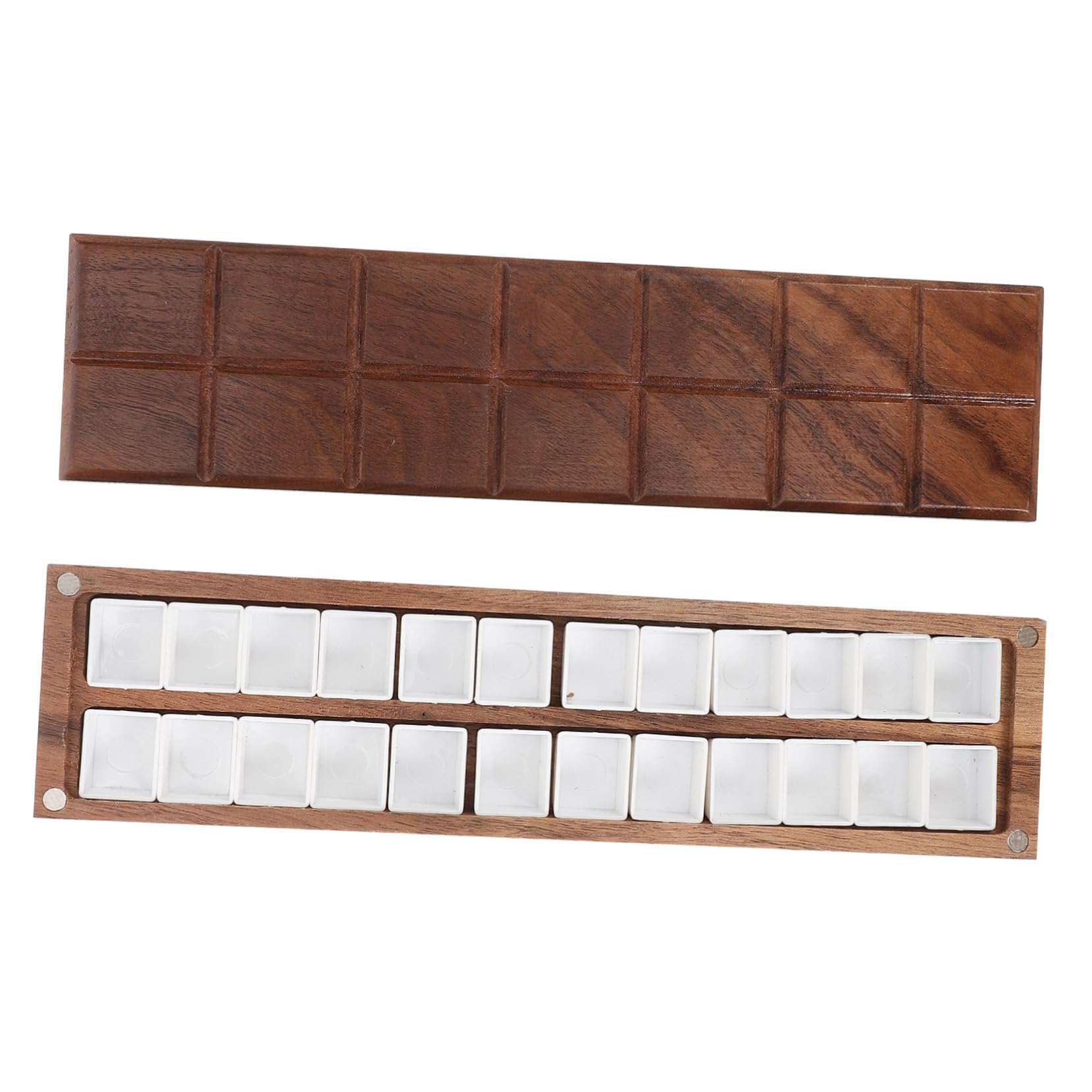 VILLCASE Caja Mezcladora de Pintura de Acuarela Vacía de Madera y Plástico Tapa, Fácil de Limpiar para Artistas y Aficionados al Gouache