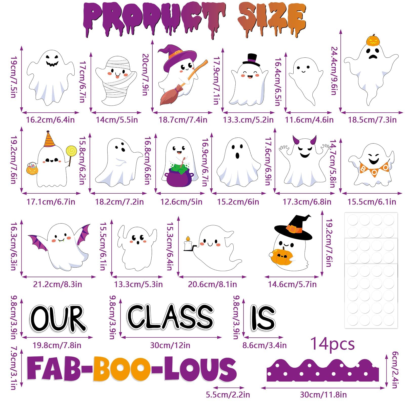 Snapklik.com : Halloween Bulletin Board Decoration Set Cute Ghost Paper ...