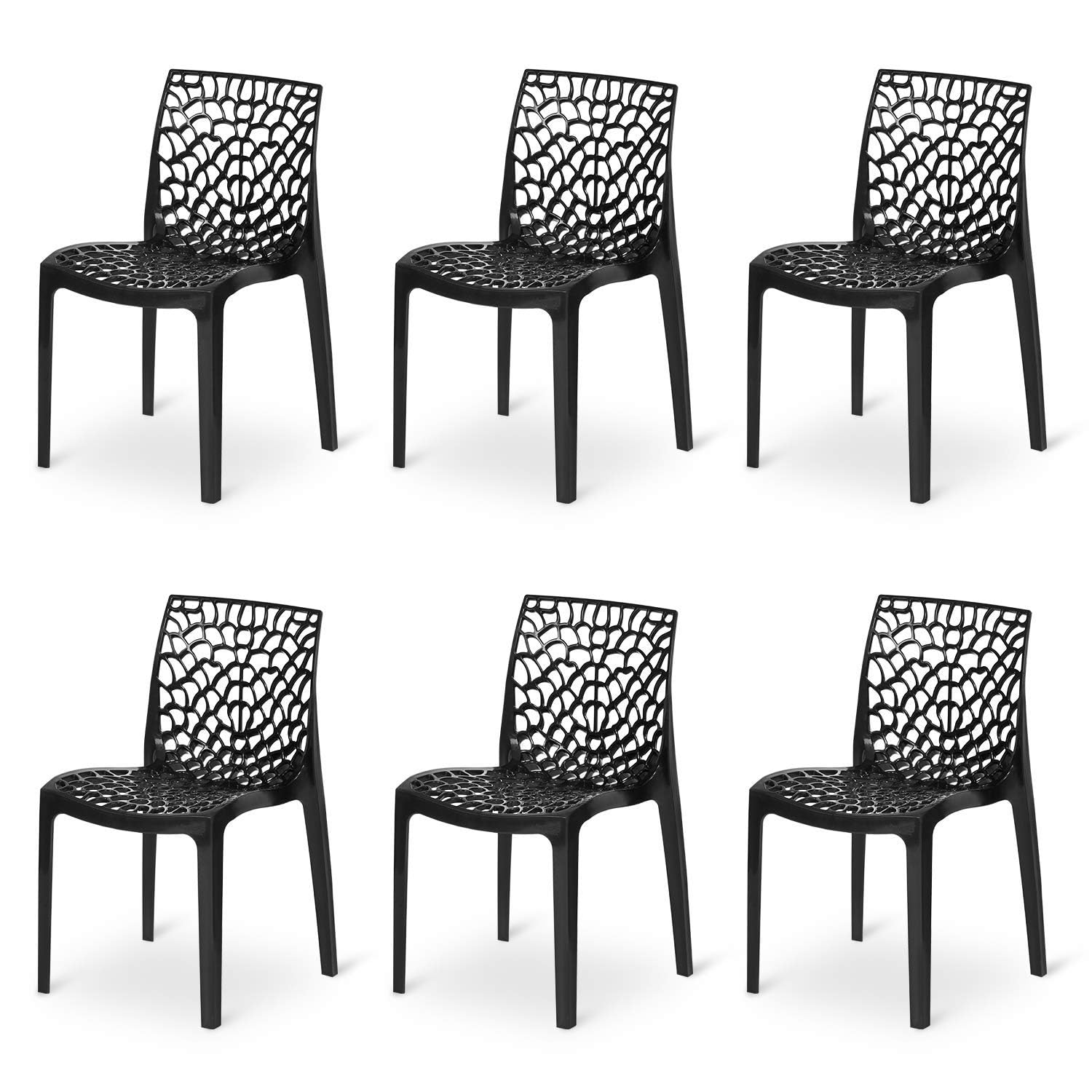 activa Web Designer Plastic Chair for Home, Office and Restaurant and Cafe|Armless Chair for Dining Room| Heavy Duty Outdoor Plastic Chair | Designer Balcony Chair (Brown, Set of 6)-image-49