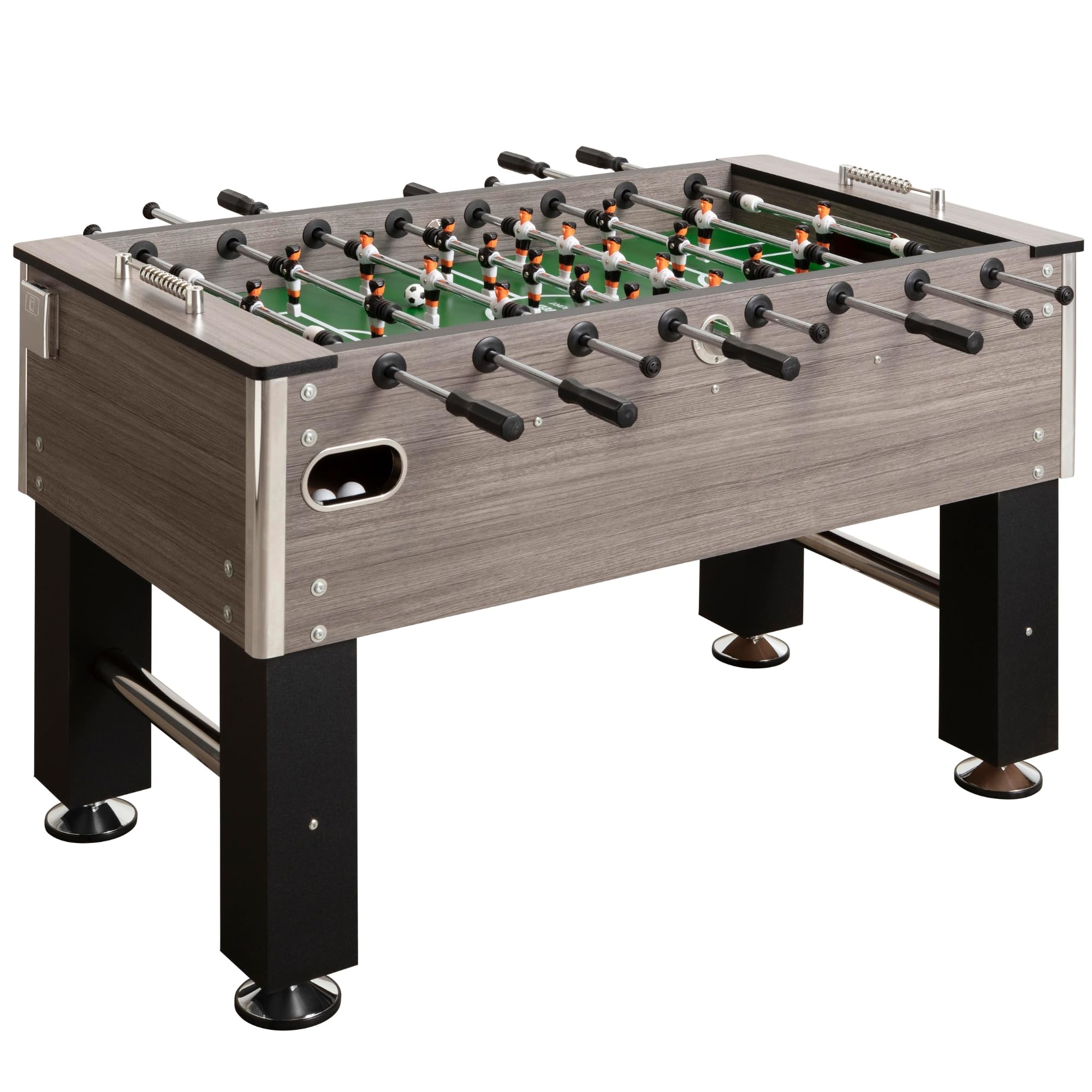 Bandito Kickertisch Profi Soccer Deluxe,braun,schwarz,Eiche-grau,massiver und robuster 80 kg Fußballtisch,Stabiler Tischfußball für Jugendliche und Erwachsene,Turnier-Tischkicker mit Getränkehalter