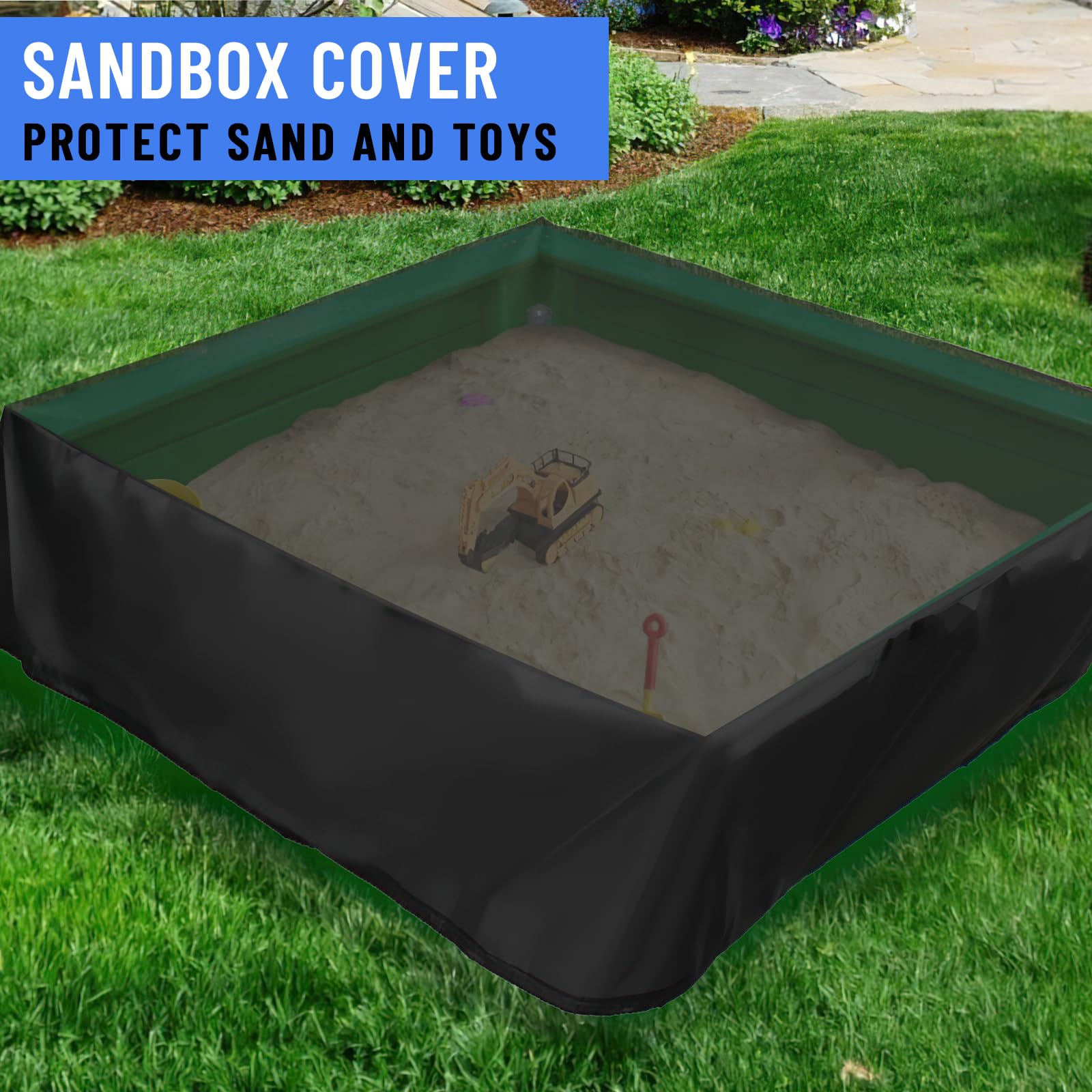 Housse Bac à Sable 150x150x20 Cm – Tissu Oxford 210D Imperméable – Cordon De Serrage – Protection UV – Anti-poussière