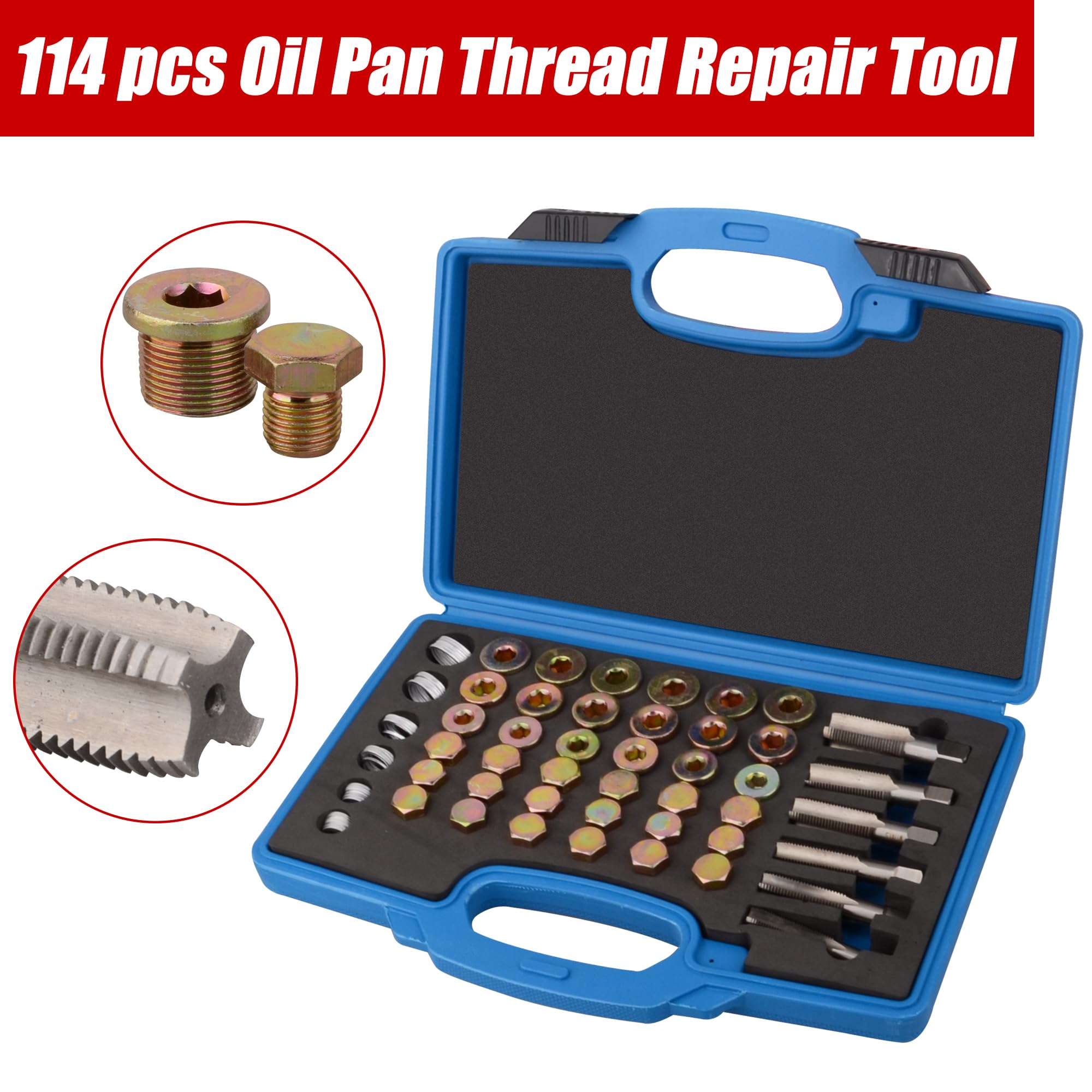 DAYUAN 114 pezzi coppa olio riparazione vite pallido olio kit di riparazione M13 x 1,25 | M13 M15 M17 M20 M22 x 1,5