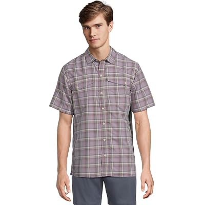 Мужская рубашка L.L.Bean SunSmart Cool Weave Woven Short Sleeve Shirt rustic purple/dark mauve