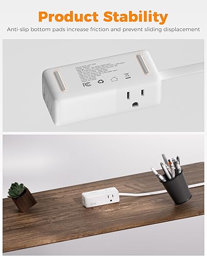 Miniatura 7 de TESSAN Estación de carga USB PD 65W, bloques de cargador USB C con 3 tomas de corriente AC, cargador rápido de escritorio para teléfono con enchufe