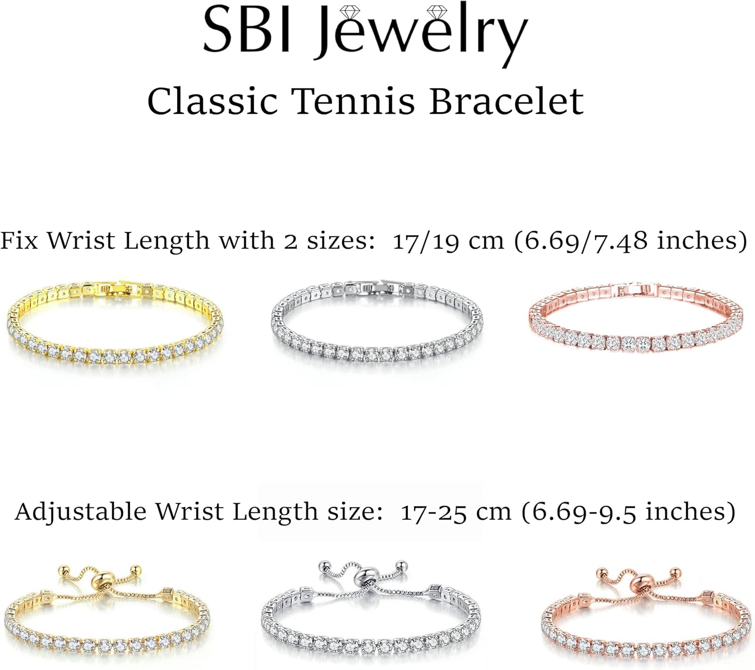 Gold Tennis Bracelets for Women Adjustable White Cubic-Zirconia Bracelets Gifts for Women Anniversary Jewelry Gifts - Image 2