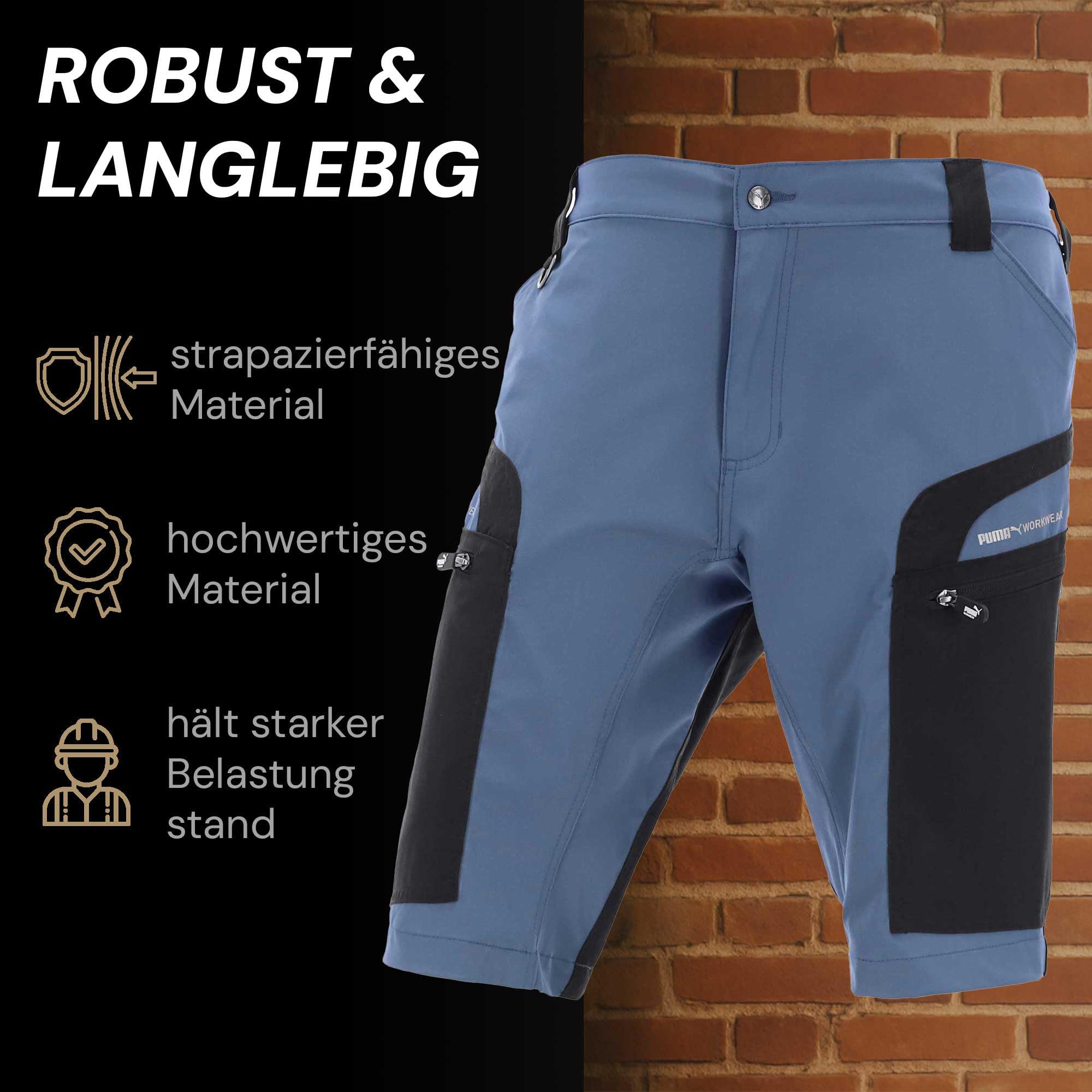 PUMA Workwear Pro One Work szorty robocze – krótkie spodnie robocze dla mężczyzn – z 4-kierunkowym stretchem – wytrzymały materiał – wzmocniony nylon – wygodne dopasowanie – idealne do rzemiosła