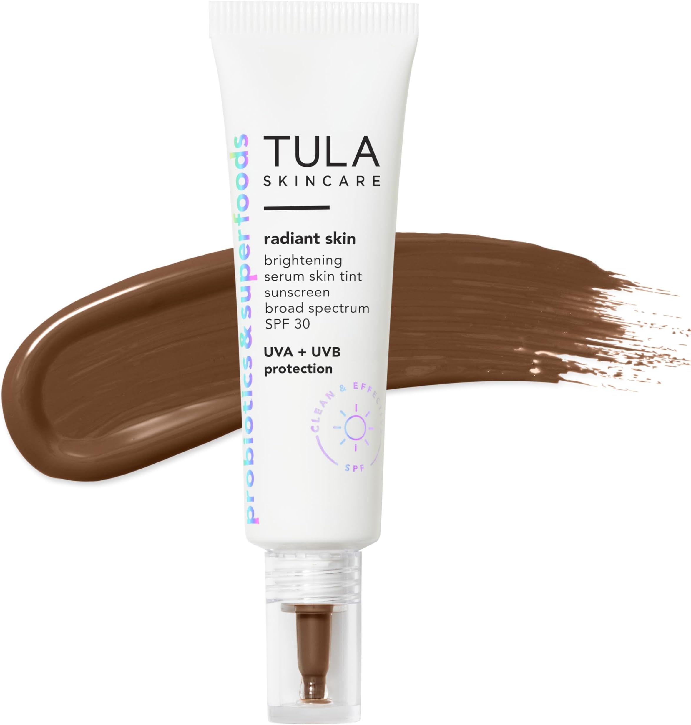 TULA Skin Care Radiant Skin Brightening Serum Skin Tint SPF | Facial Sunscreen Provides Broad Spectrum SPF 30 Protection, Tinted, Serum-Light Formula Brightens and Evens Skin | 1.0 fl. oz.