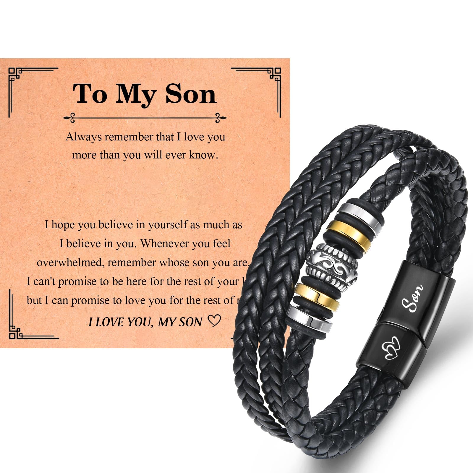Mens Christmas Gifts for Husband Boyfriend Son Grandson, Engraved Bracelet for Him, Birthday Christmas Fathers Day Valentines Gifts for Him, Stocking Fillers for Men Teenage Boys