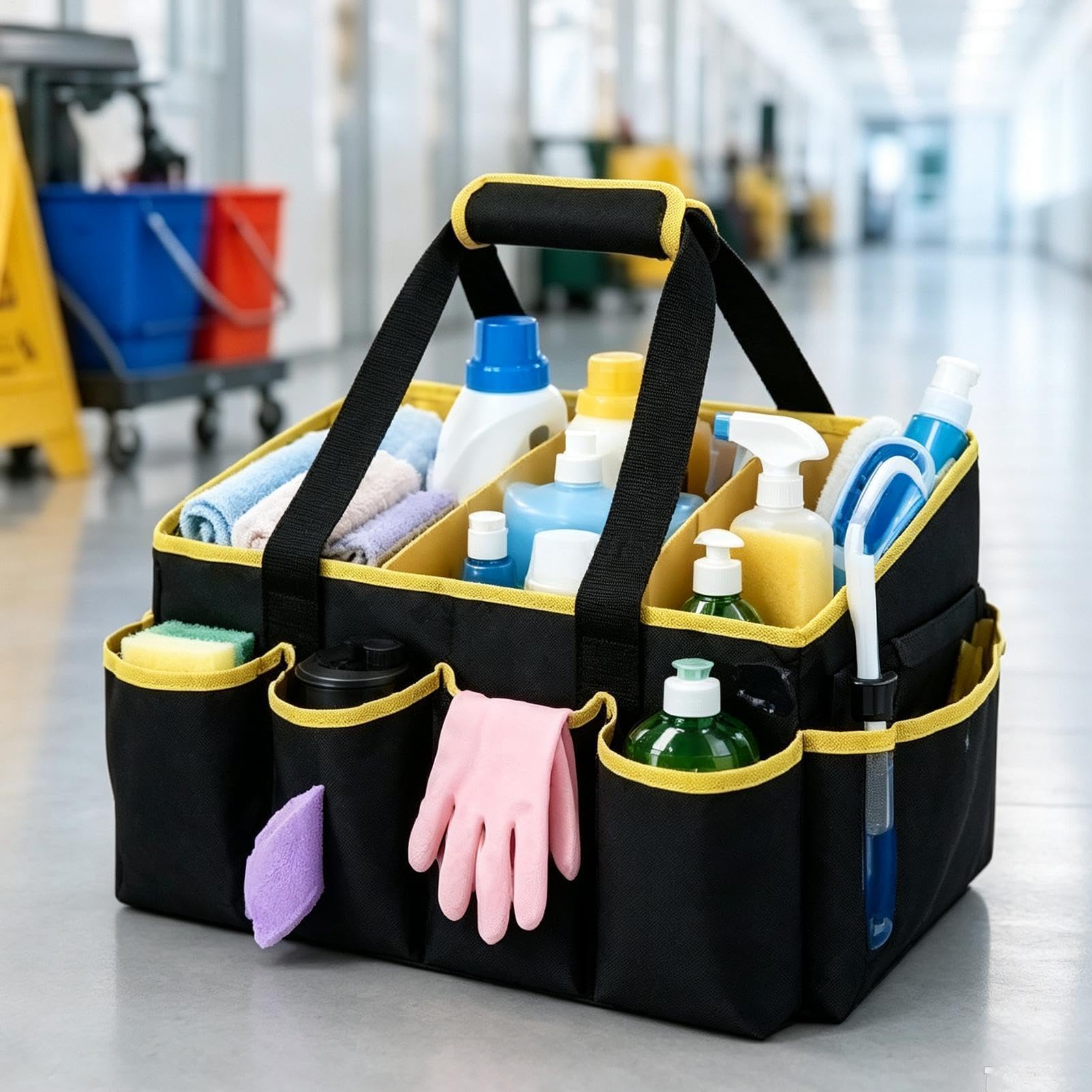 Reinigungsbeutel, 14 Fächer, flexible Trennwand, Aufbewahrungs-Organizer