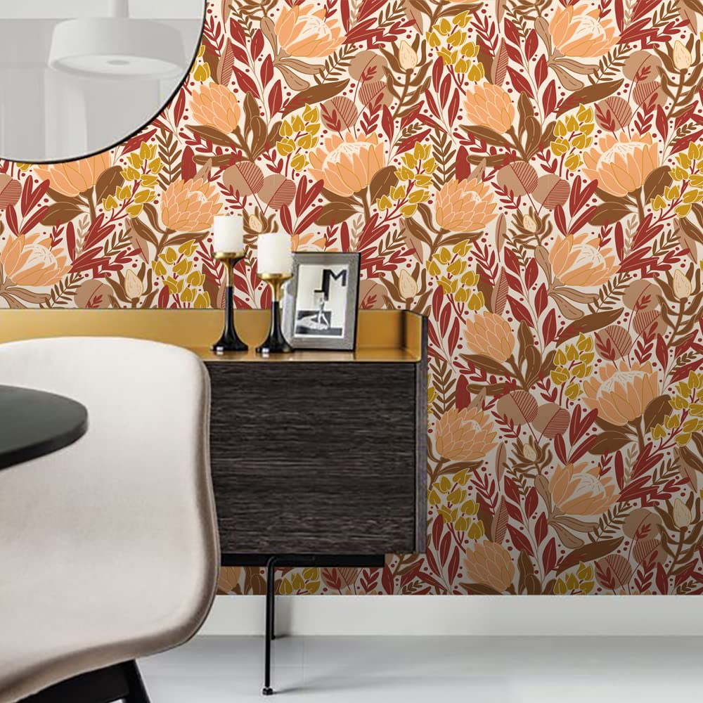 Papier peint adhésif 2P 40x100 cm autocollant mural fleurs vintage