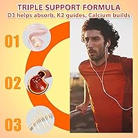 Vista 6 de Gomitas de Vitamina D3 K2 con Calcio, Suplemento de Vitaminas Sin Azúcar, 5000 UI D3 y 200 mcg K2 y 200 mg Calcio, Apoya Huesos Saludables y Salud