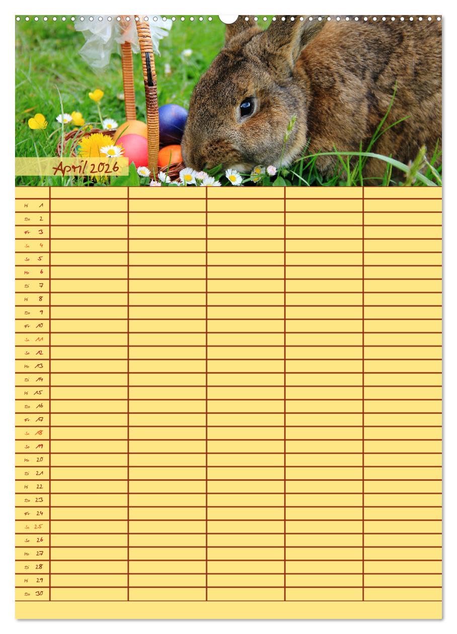Tierischer Familienplaner (hochwertiger Premium Wandkalender 2026 DIN A2 hoch), Kunstdruck in Hochglanz: Deine tierische Hilfe beim Planen von Schule, Beruf, Haushalt und Freizeit (CALVENDO Tiere)