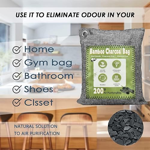 Miniatura 7 de Absorbedor de olores de carbón activado, absorbente de olores frescos naturales, desodorante y eliminador de humedad, bolsas purificadoras de aire