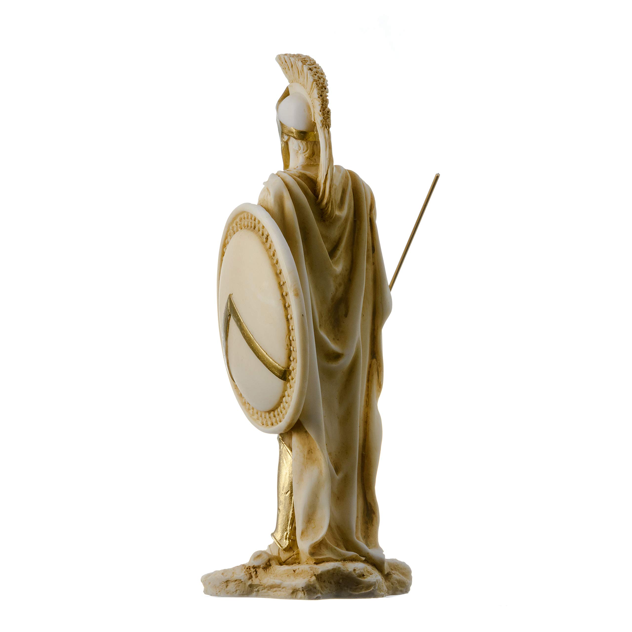 LEONIDAS Statua del re spartano greco scultura figura in alabastro tono oro 23 cm