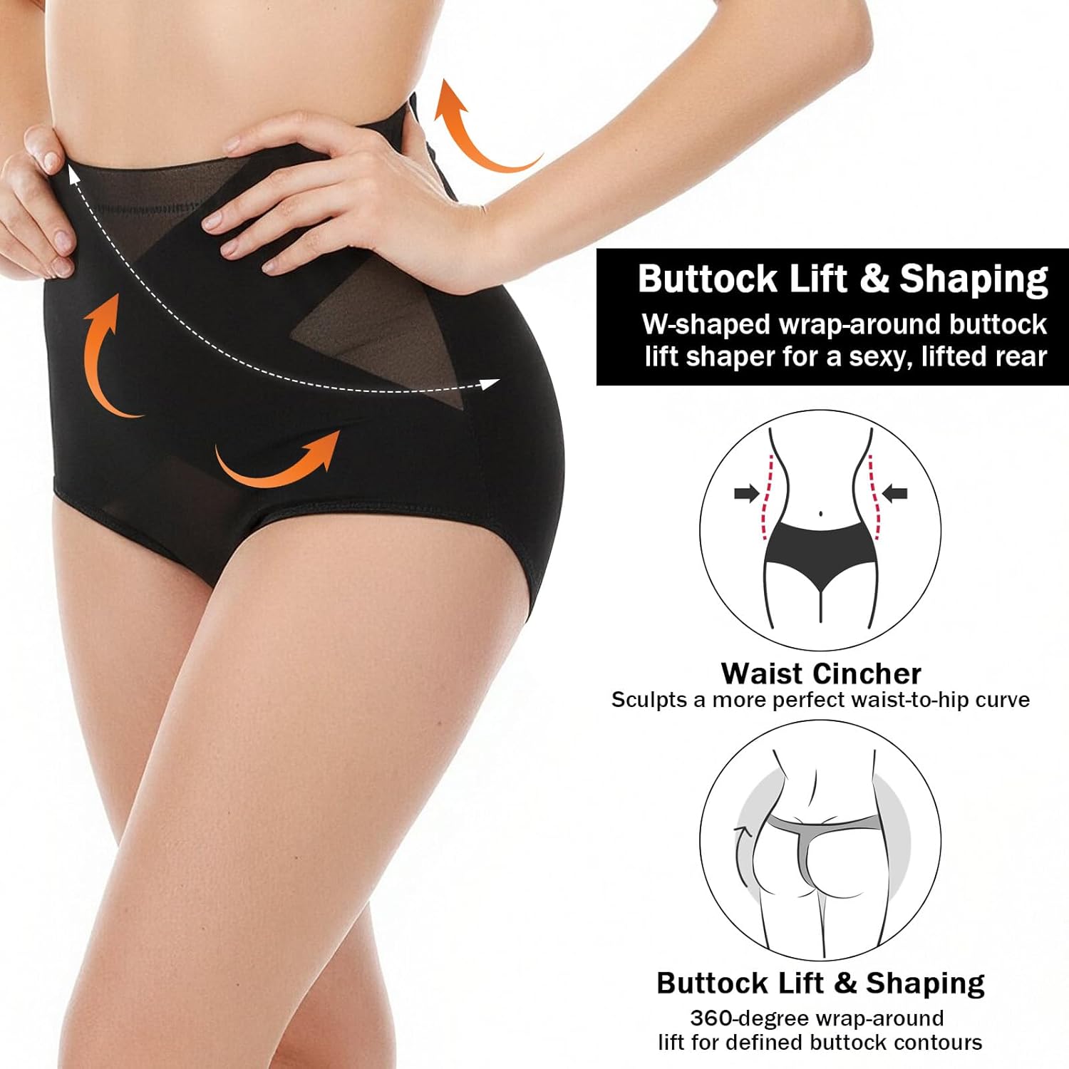 Lusofie Black Womens Underwear Tummy Control Seamless Butt Lifting Briefs Mid Low Rise Girdle - Shaping Underwear for Women (Black, L) - Image 6