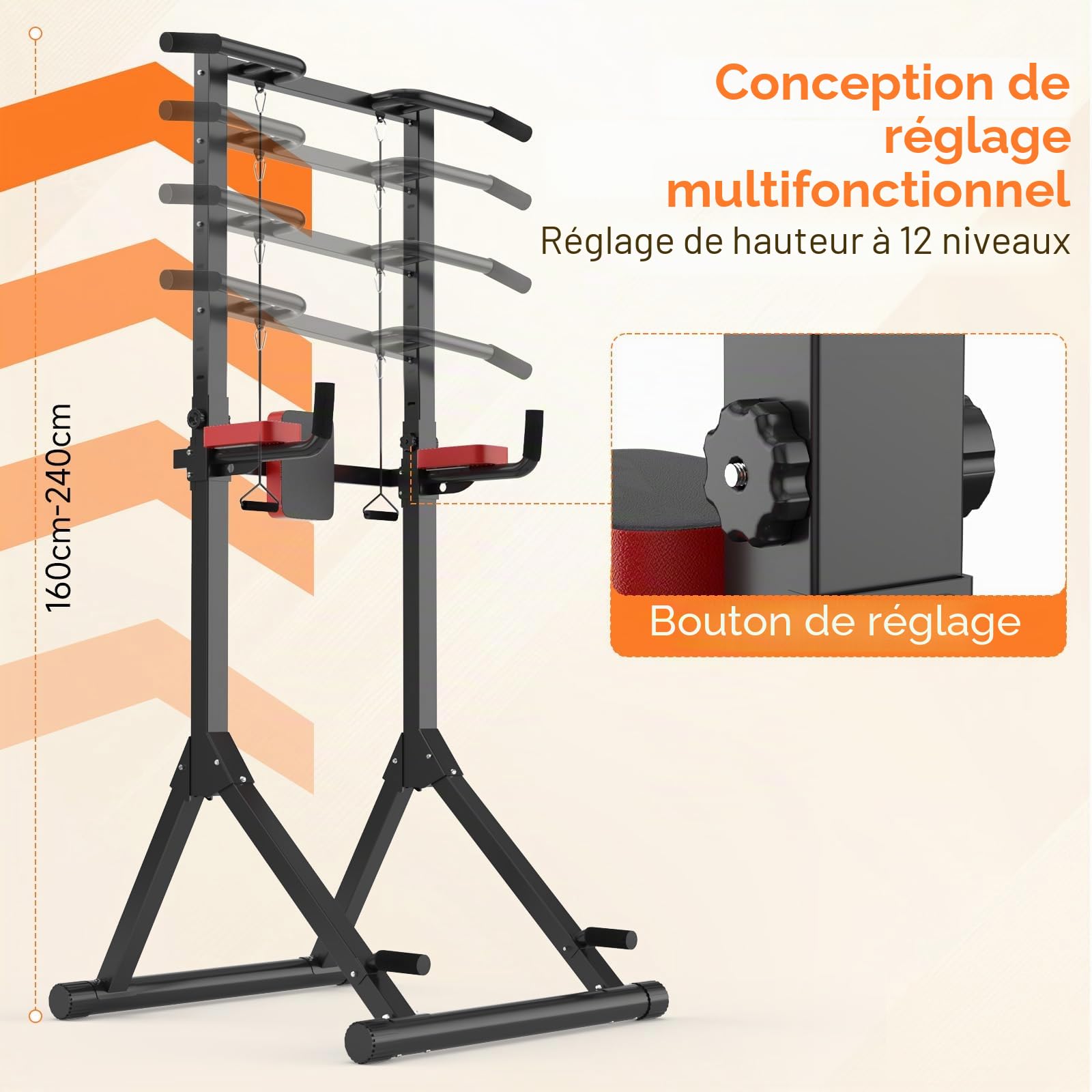 Dskeuzeew Power Tower - Station de musculation avec barre de traction - Multifonction - Pour la musculation à la maison