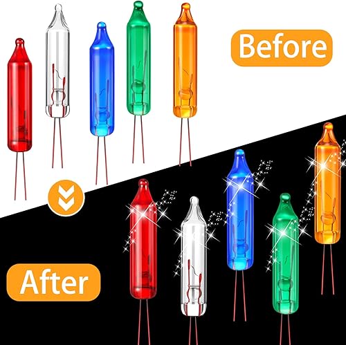 Vista 27 de Mudder 200 unidades de 2.5 V Navidad 50/100/150/200 unidades de mini luces incandescentes de alambre de repuesto bombillas de repuesto