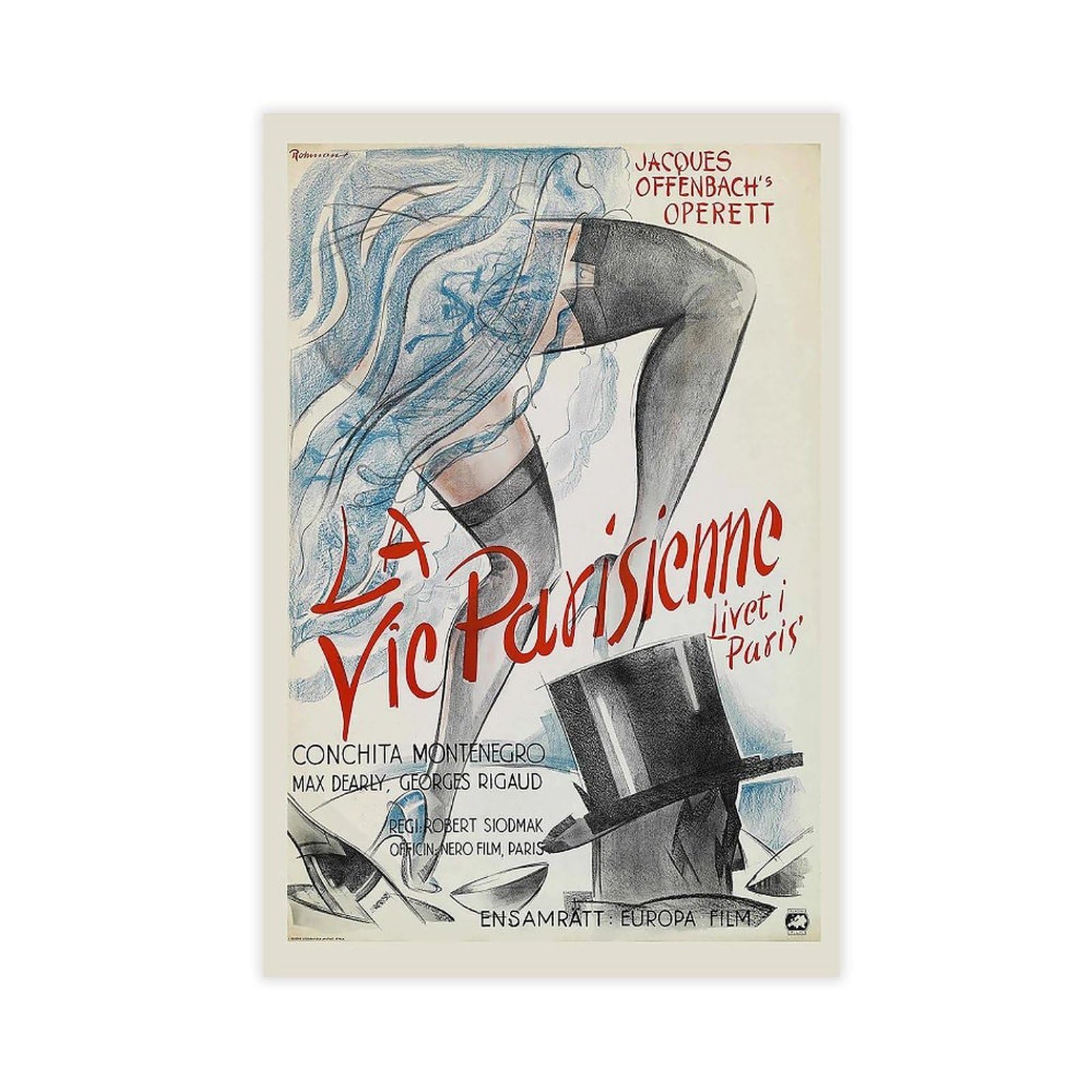BKNSLJH Parisian Life La Vie Parisienne Jacques Offenbach's Canvas Poster Bedroom Decor Landscape Decor Gift 08x12inch(20x30cm)