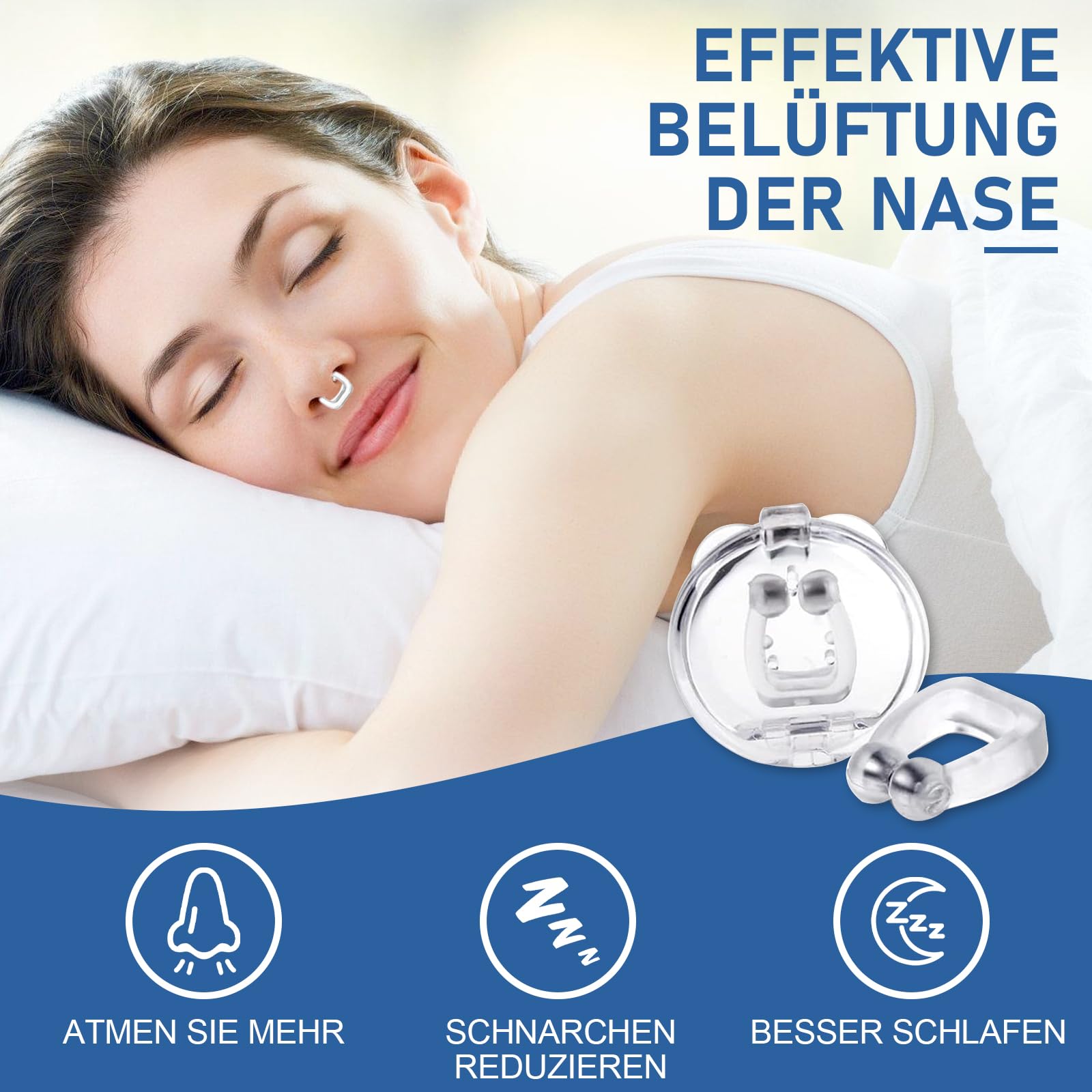 8 Piezas Clip Nasal Antirronquidos,Dilatadores Nasales para Dormir,Respirador NasalMagnetico,NasalNose Clip,Dilatador Nasal Anti-Ronquidos Reutilizable,Mejora la Respiración,Ayudar a Dormir