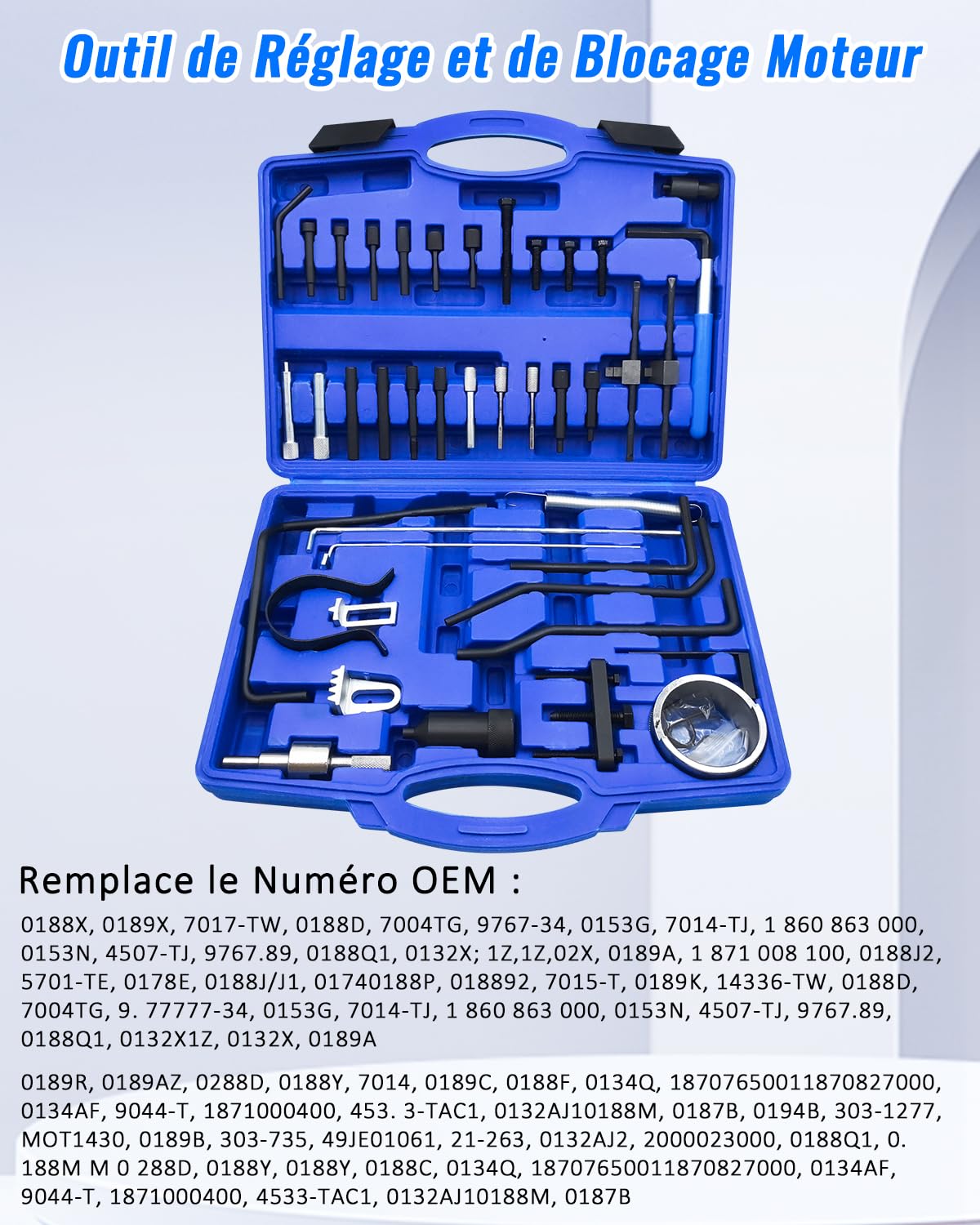 Kit d'Outils de Réglage Calage Moteur, Jeu d'Outils de Blocage et de Réglage d'arbre à Cames et de Vilebrequin Compatible avec Peugeot, Citroen, Moteurs Diesel & Essence PSA Dual TDI HDI PSA