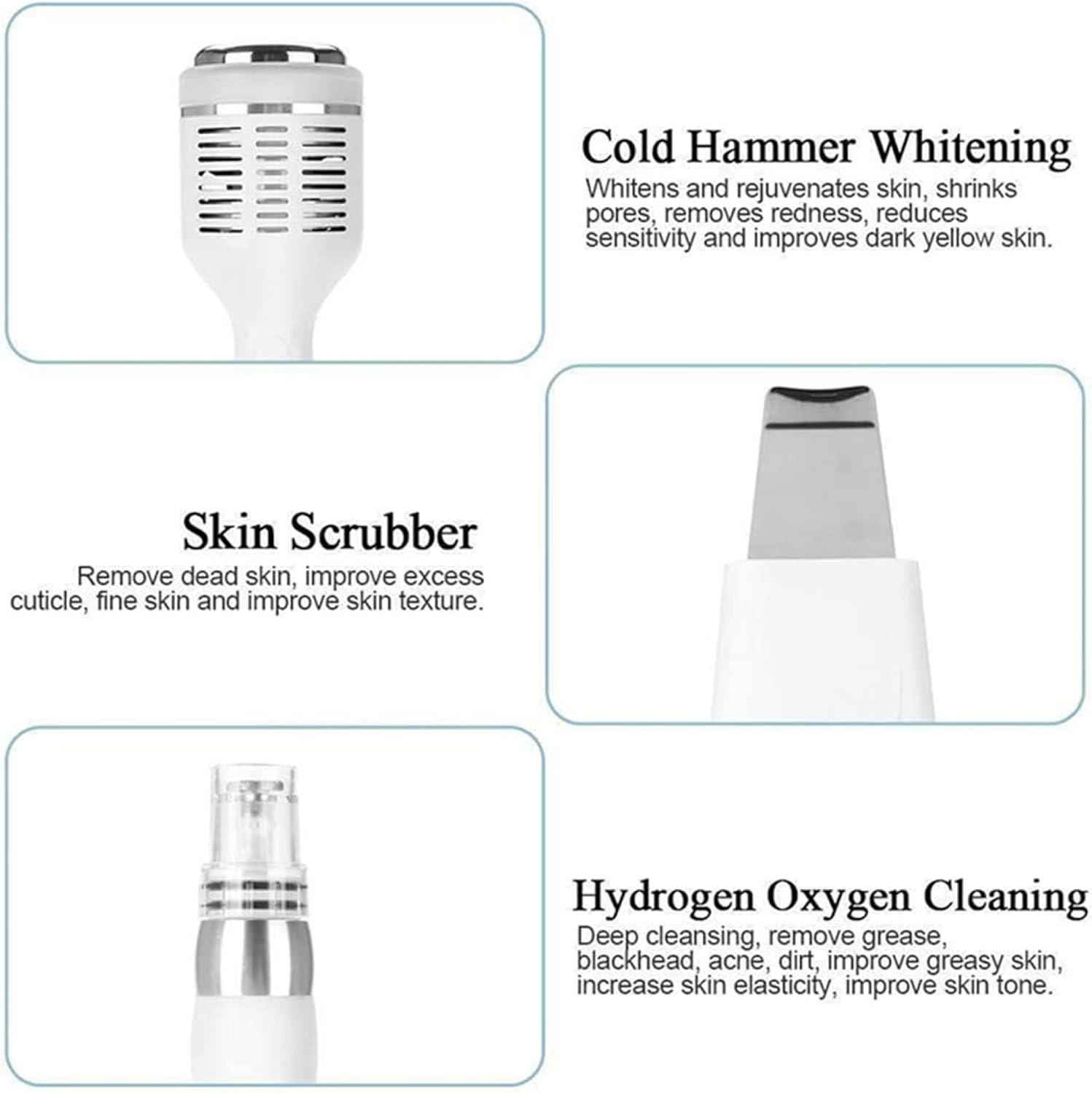WDLWUJIN 6 in 1 Hydrogen Oxygen Beauty Machine Skin Dermabrasion Clean for Face Facial Care Jet Peeling 1hine Profession Skin Rejuvenation Small Bubble Device Clean/White/A : Beauty & Personal Care