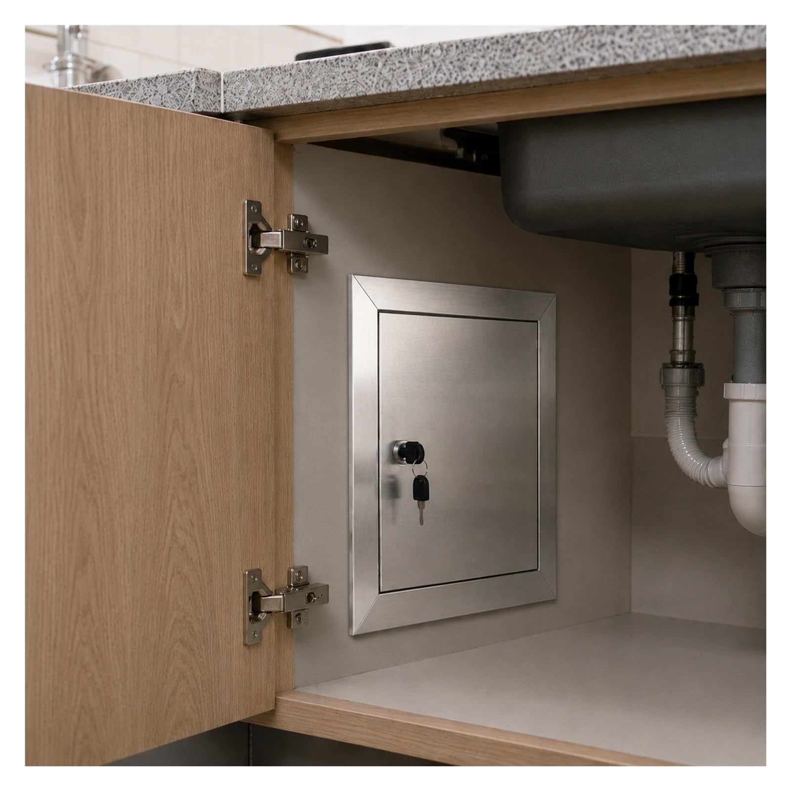 Zjkxjh One Color Inspection Panel Indoor/Outdoor Lockable Access Door For Kitchens, Stainless Steel Wall/Ceiling Access Panel, Inspection Door For Storage Rooms/Shops/Offices(Hole 55X100cm)