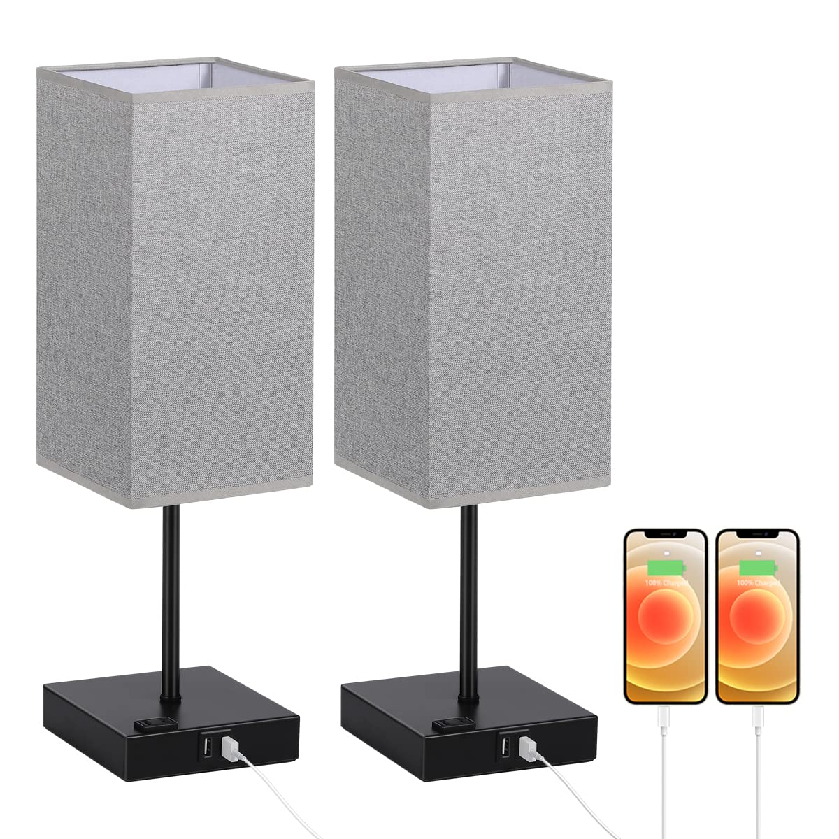 Set of 2 Nightstand Lamps