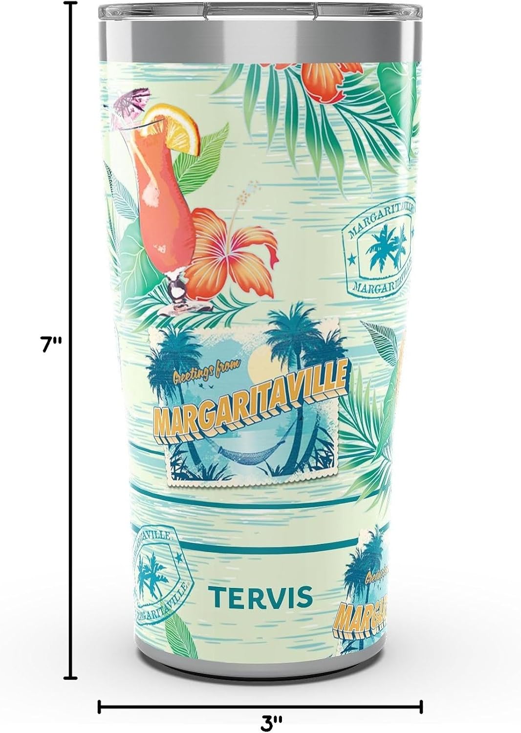 Tervis Traveler Margaritaville - Tropical Triple Walled Insulated Tumbler Travel Cup Keeps Drinks Cold & Hot, 20oz, Stainless Steel - Image 9