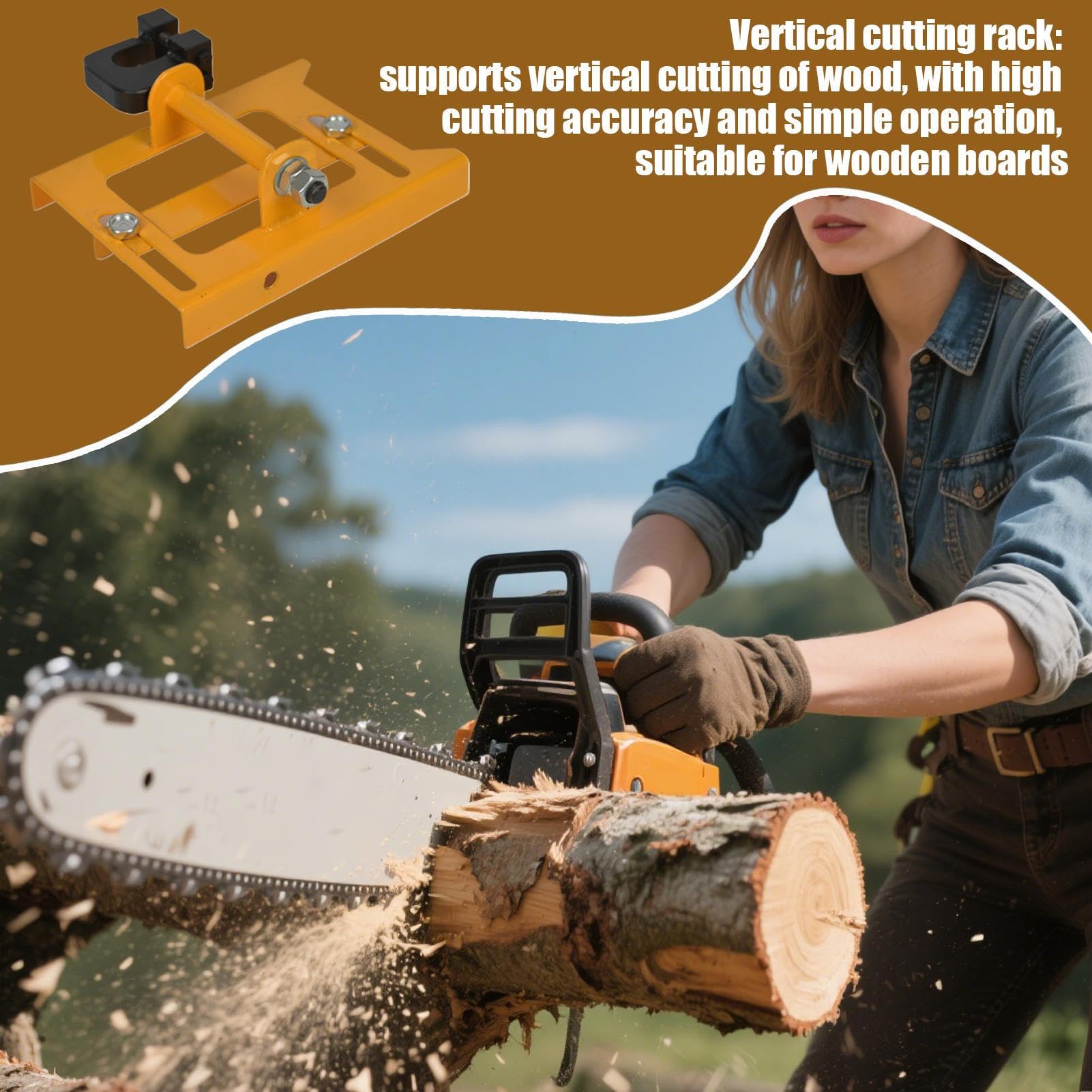 Guía de Aserradero con Motosierra Herramienta Portátil para Aserradero | Guía de Corte de Precisión Accesorio Fresado Plano Abierto para Carpinteros Constructores Interior Exterior Patio