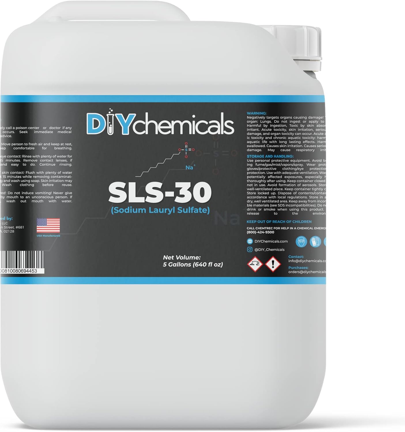Sodium Lauryl Sulfate - Engine Degreasers, Floor Cleaners, and Car Wash Products - Made in USA (5 Gallon)