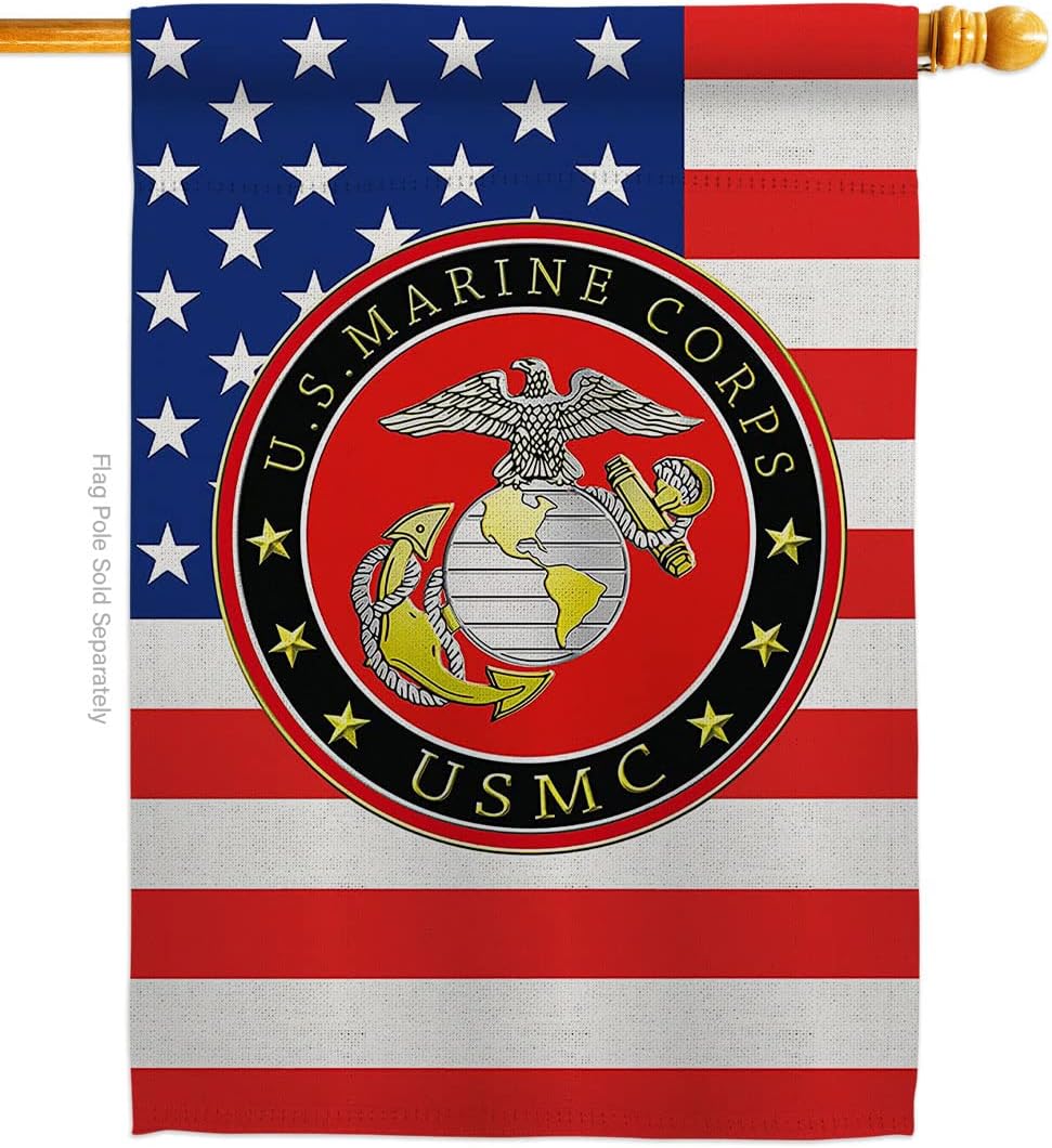 US MILITARY USMC Semper Fi Marine Corps Flag Armed Forces Double-Sided Lawn Decoration Gift House Garden Yard Banner United State American Military Veteran, 28" x 40" Made in USA