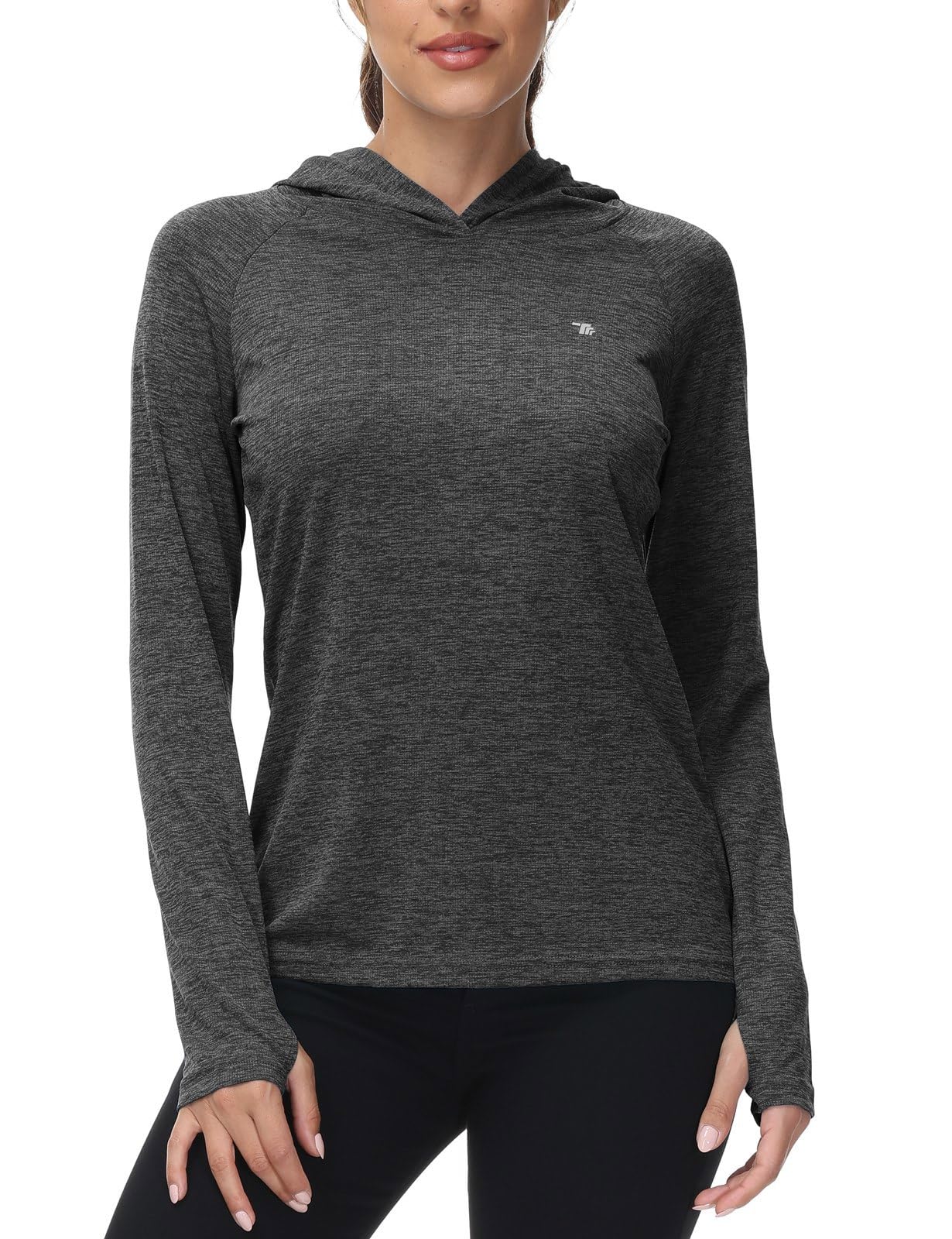 Rdruko Sportshirt Damen Langarm Laufshirt UV Shirt Sun Hoodie Sonnenschutz UPF 50+ Pullover mit Kapuze