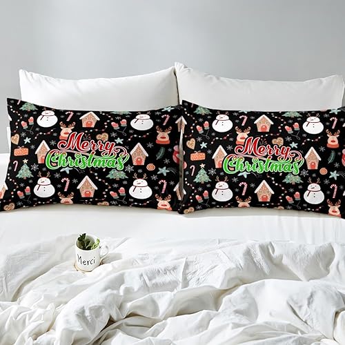 Miniatura 6 de Juego de edredón de decoración de Navidad, árbol de Navidad, reno, muñeco de nieve, juego de ropa de cama con temática de invierno, edredón de Feliz